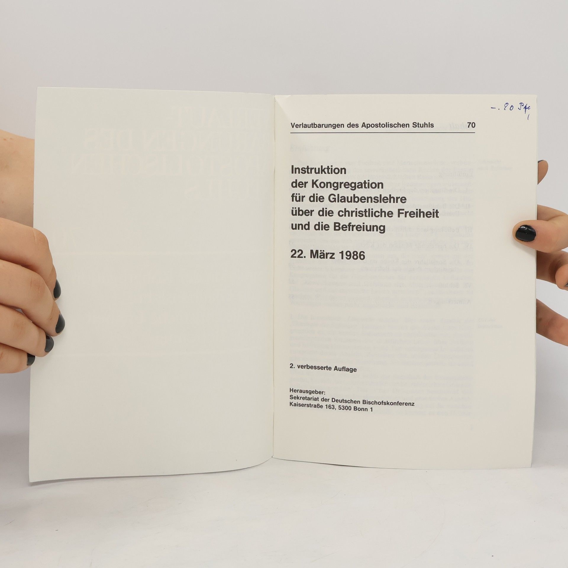 kolektiv Instruktion der Kongregation für die Glaubenslehre über die christliche Freiheit und die Befreiung 70
