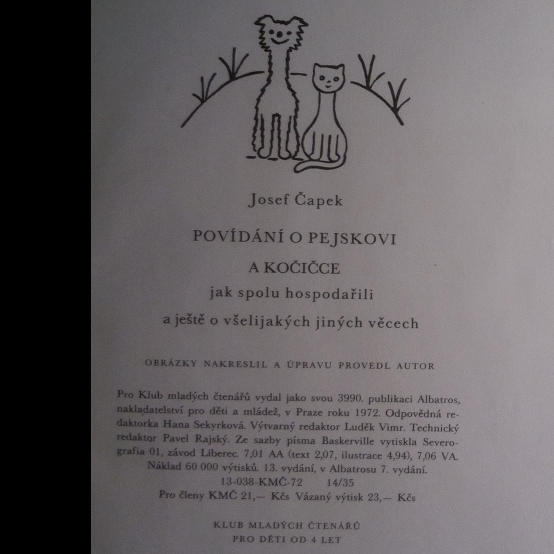 Josef Čapek Povídání o pejskovi a kočičce