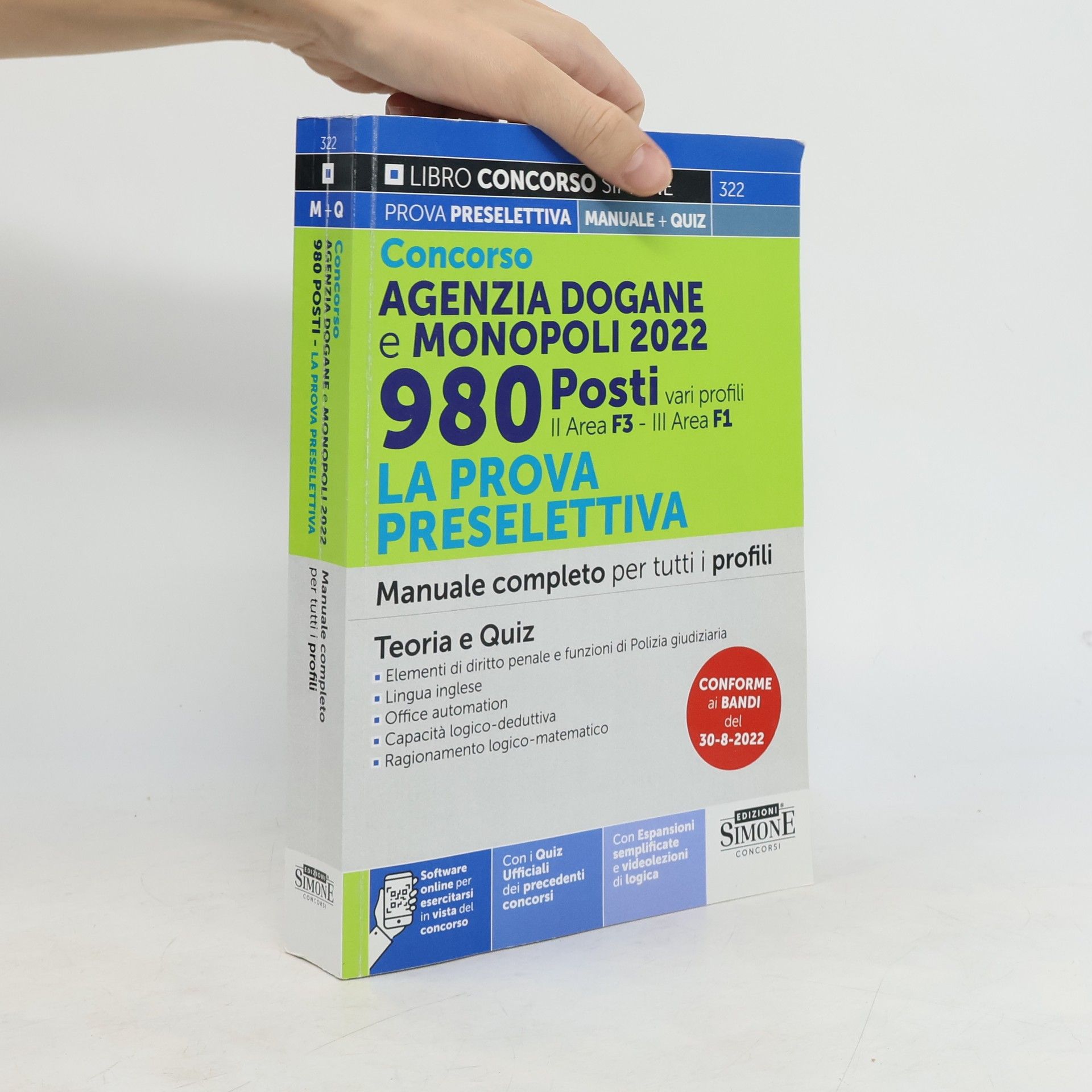 Various authors Concorso agenzia delle dogane e monopoli 2022. 980 posti. La prova preselettiva