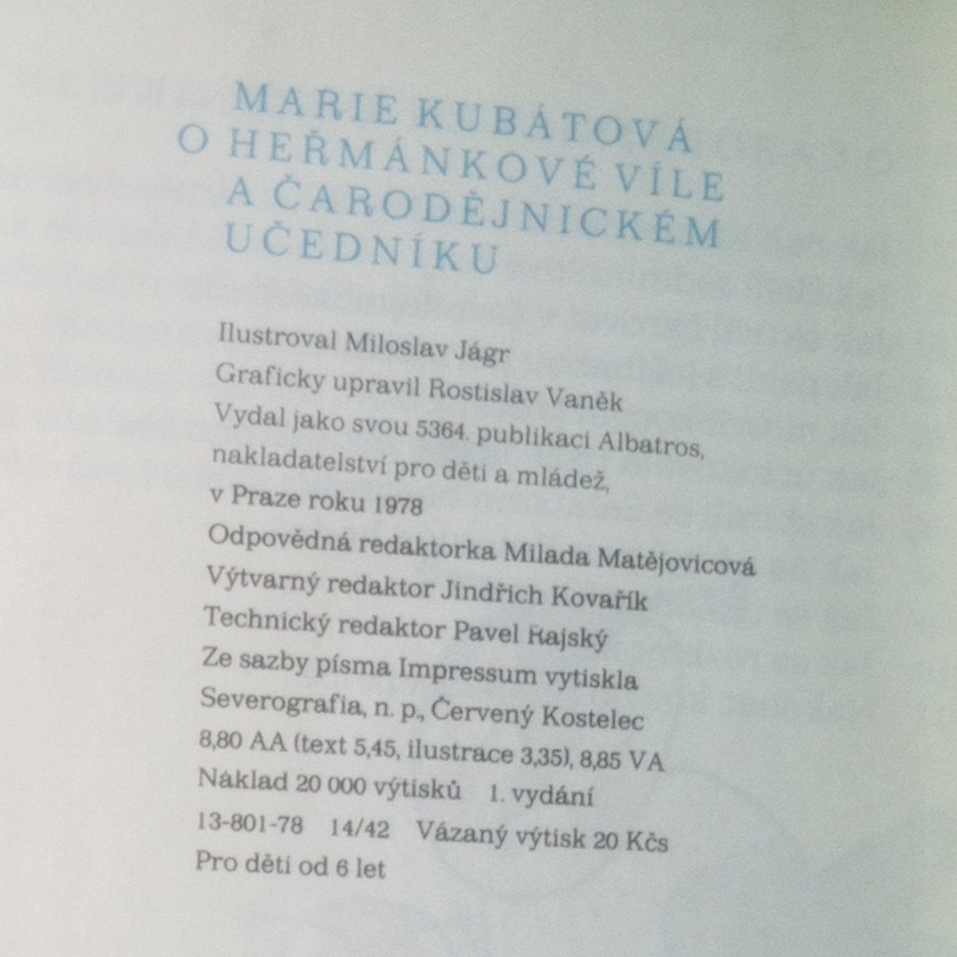 Marie Kubátová O heřmánkové víle a čarodějnickém učedníku