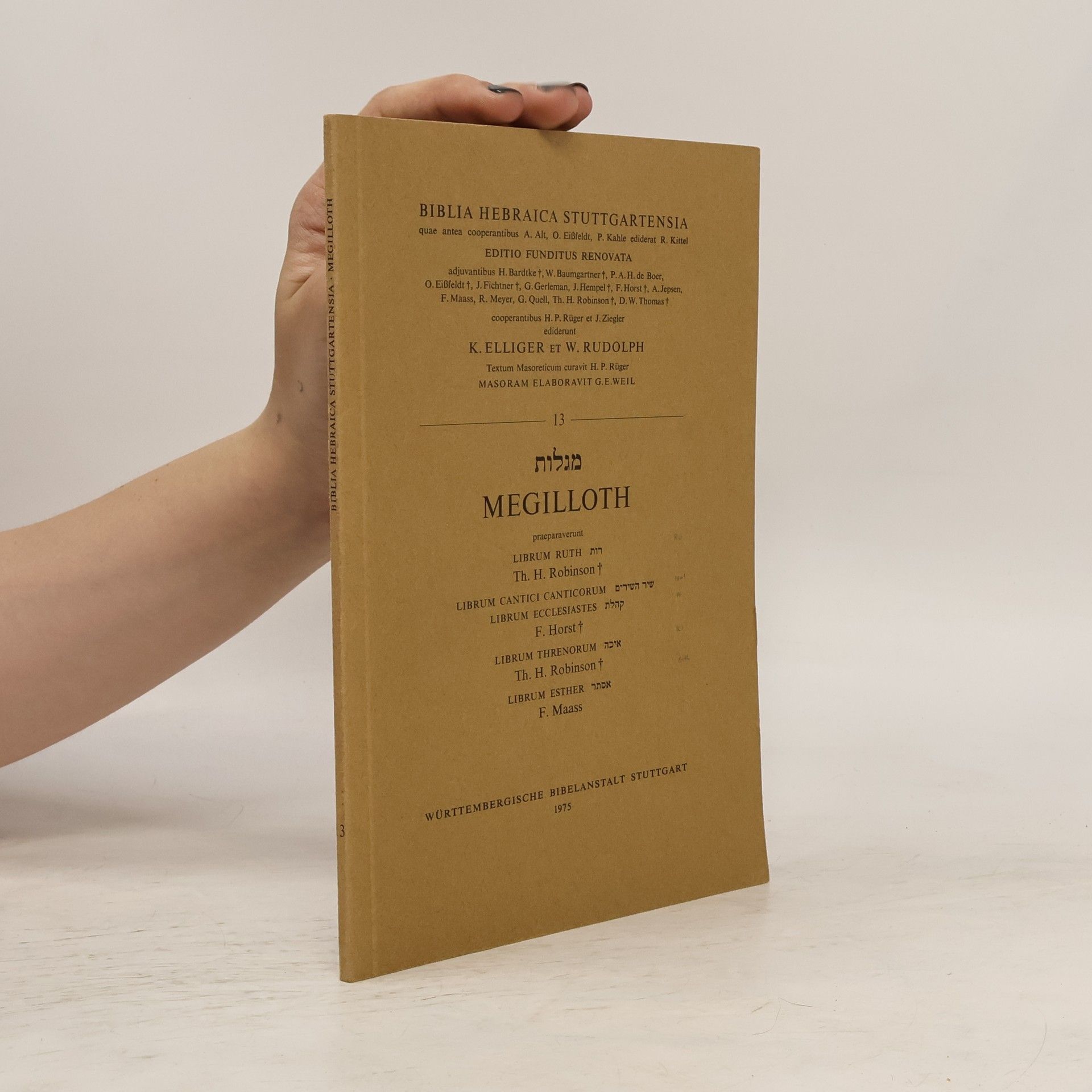 Autores varios Biblia hebraica stuttgartensia. 13, Megilloth