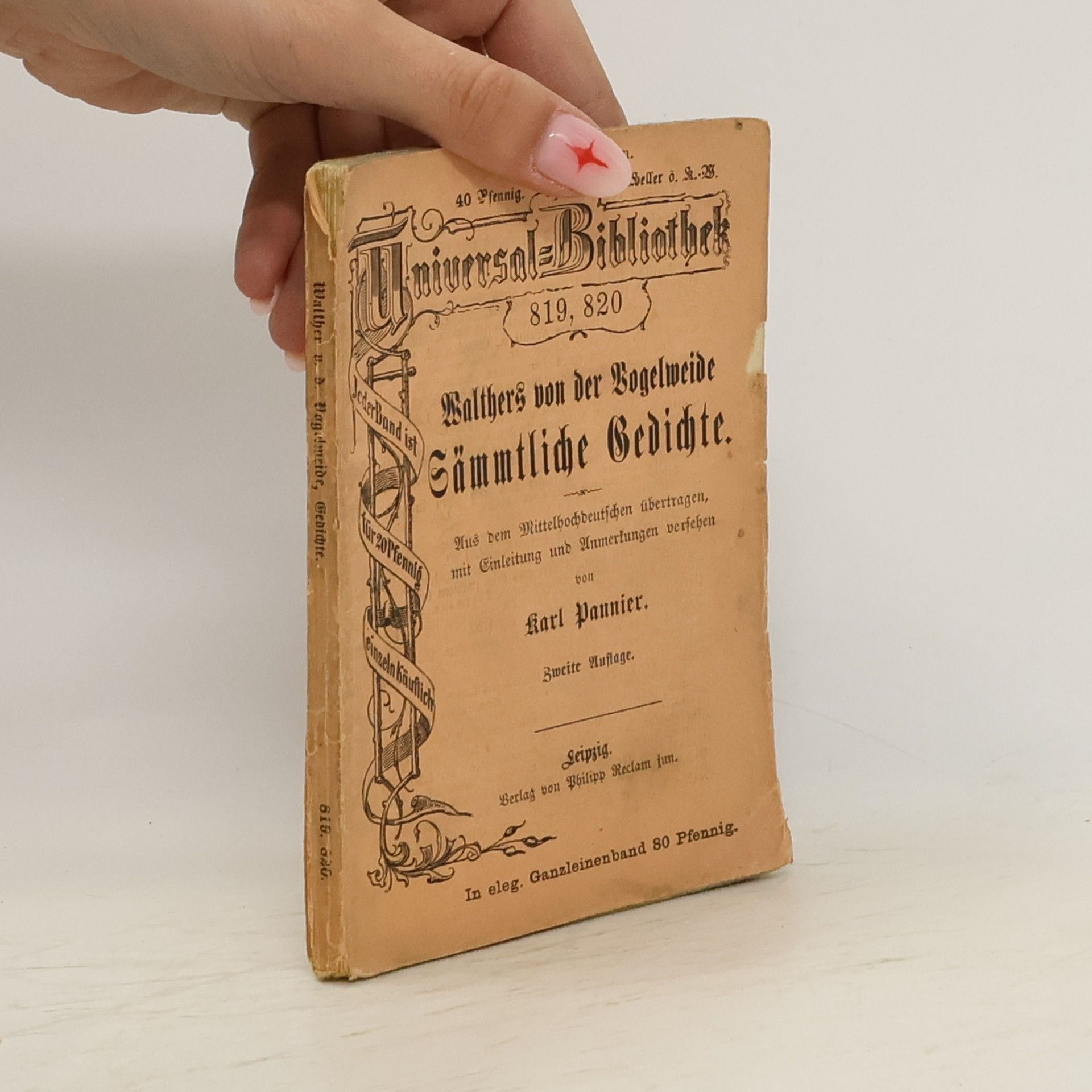 Walther (von der Vogelweide) Walthers von der Vogelweide sämtliche Gedichte