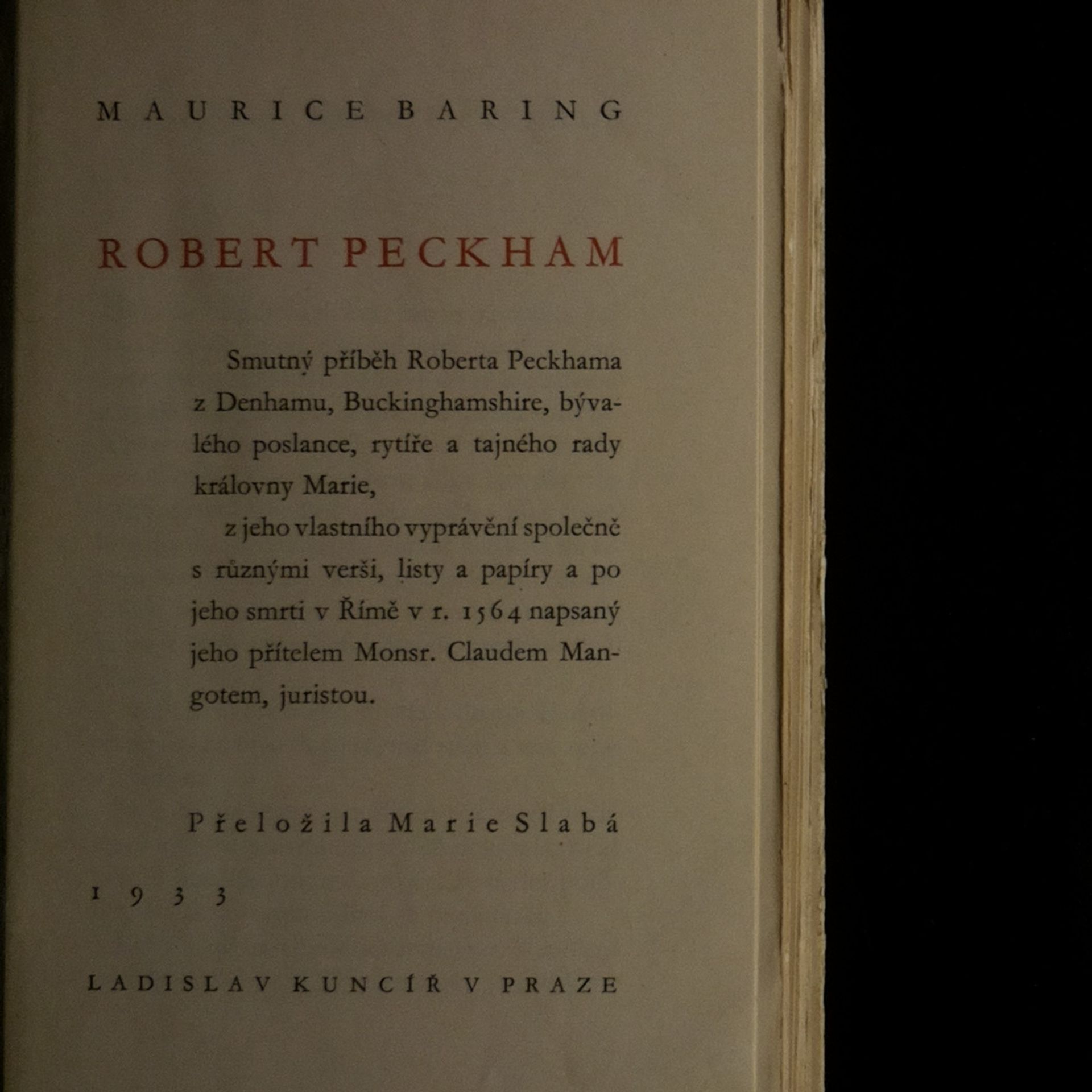 Maurice Baring Robert Peckham