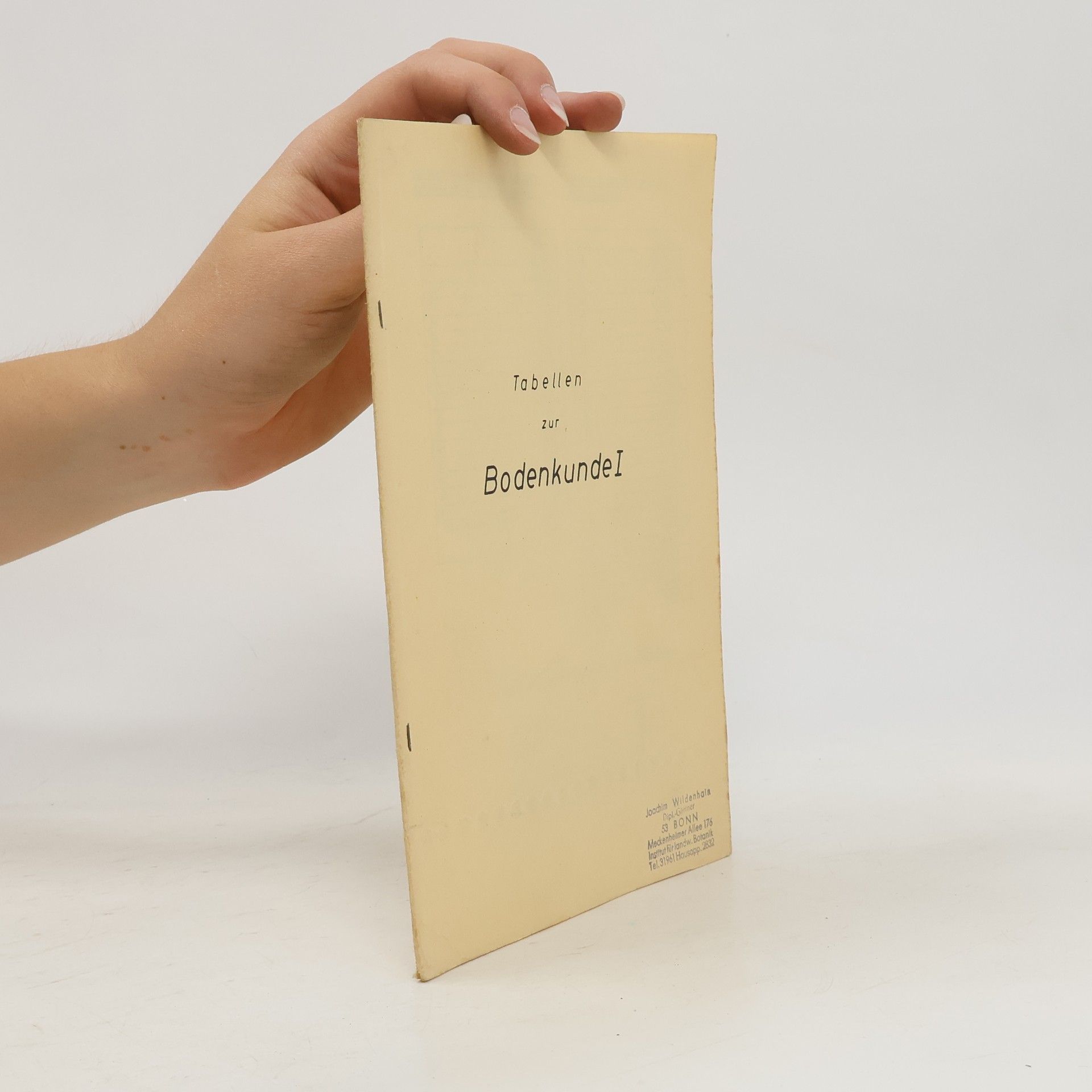 Collectif d'auteurs Tabellen Zur Bodenkunde I