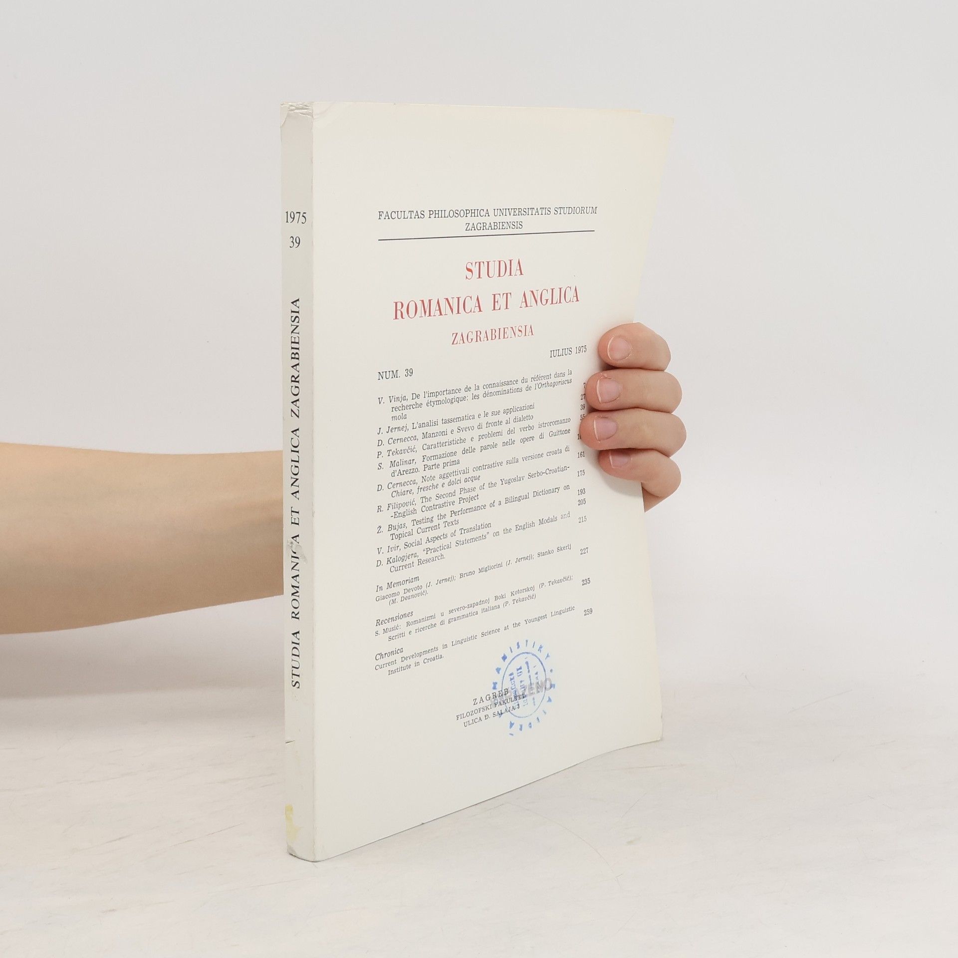 Collectif d'auteurs Studia romanica et anglica 39/1975