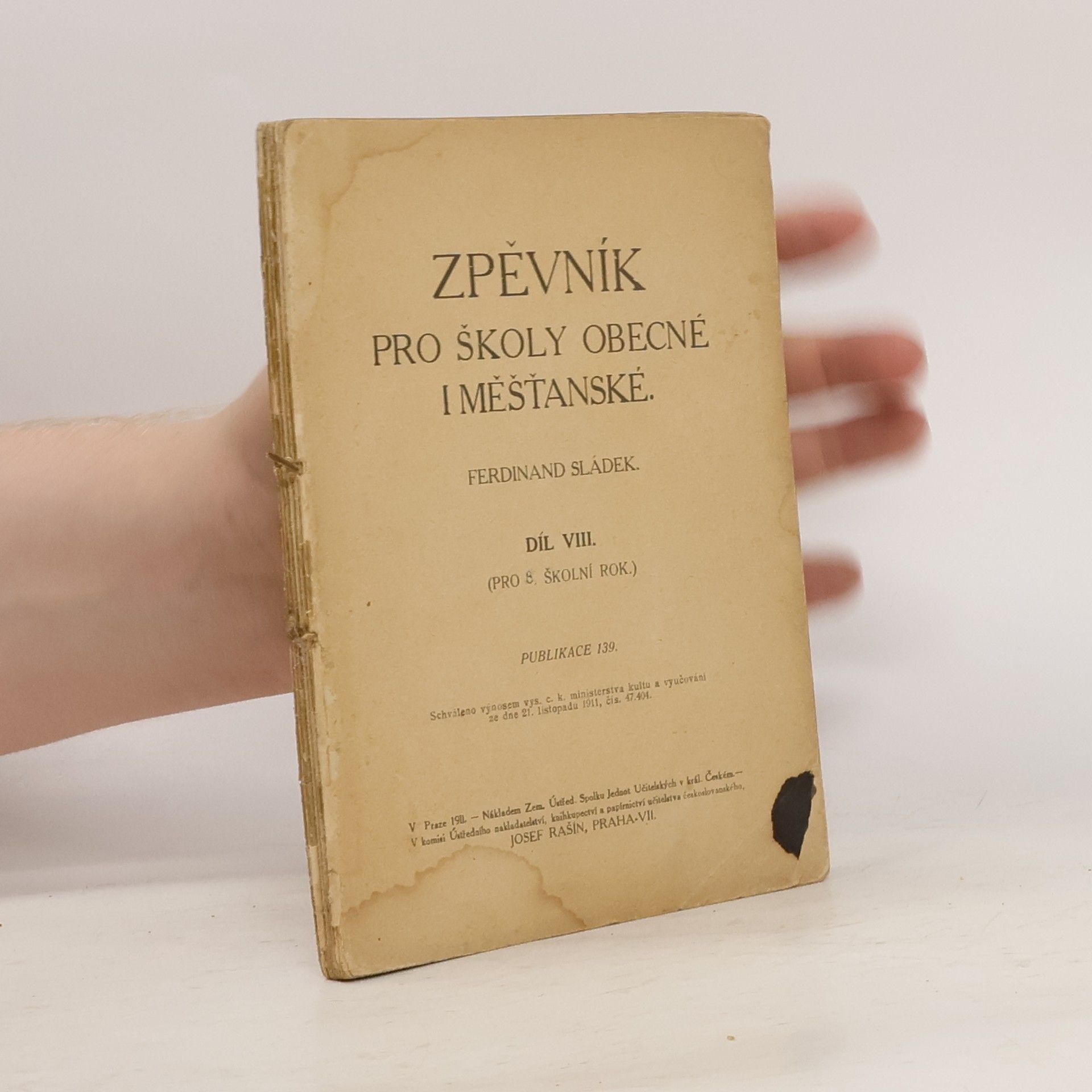 Ferdinand Sládek Zpěvník pro školy obecné i měšťanské VIII