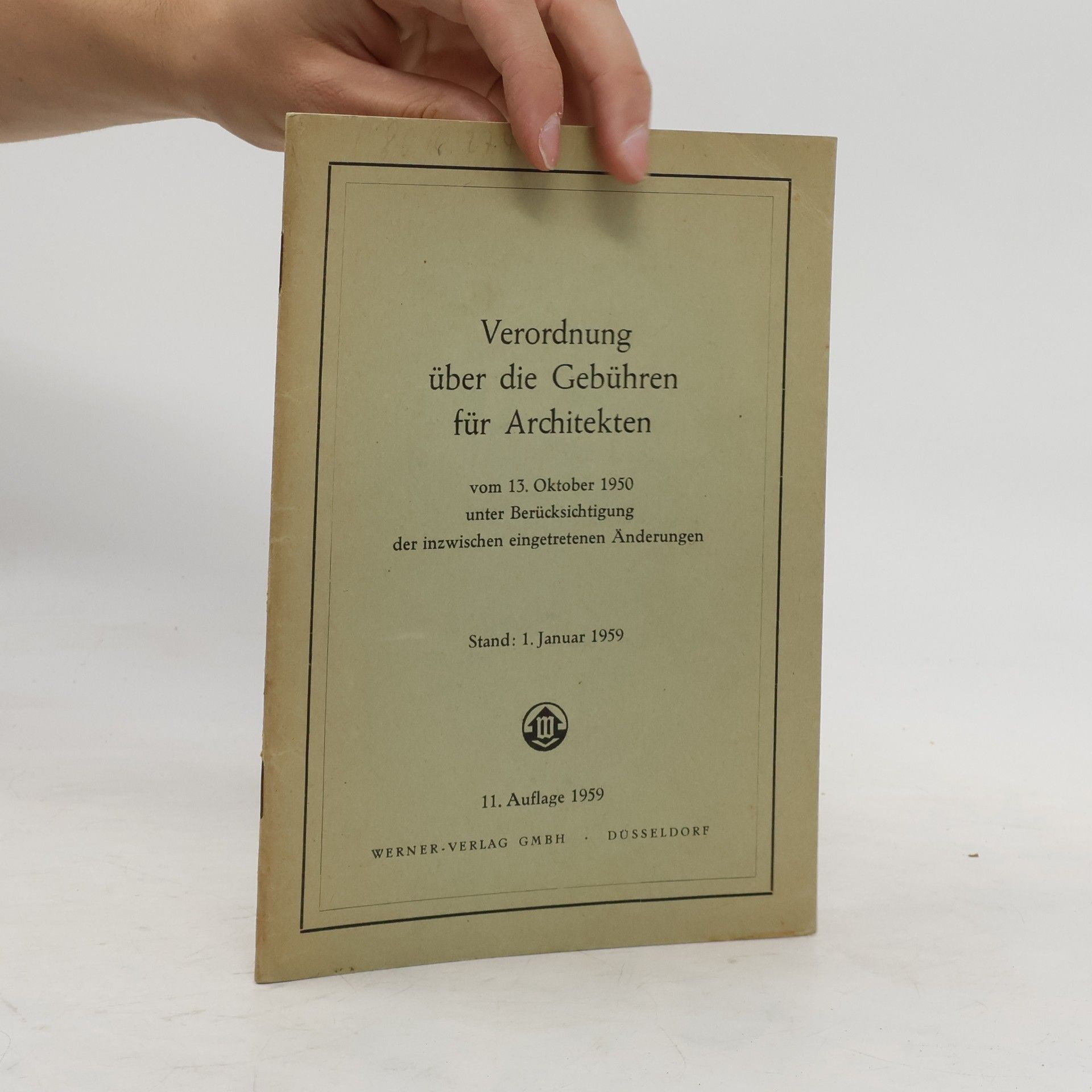 Various authors Verordnung über die Gebühren für Architekten