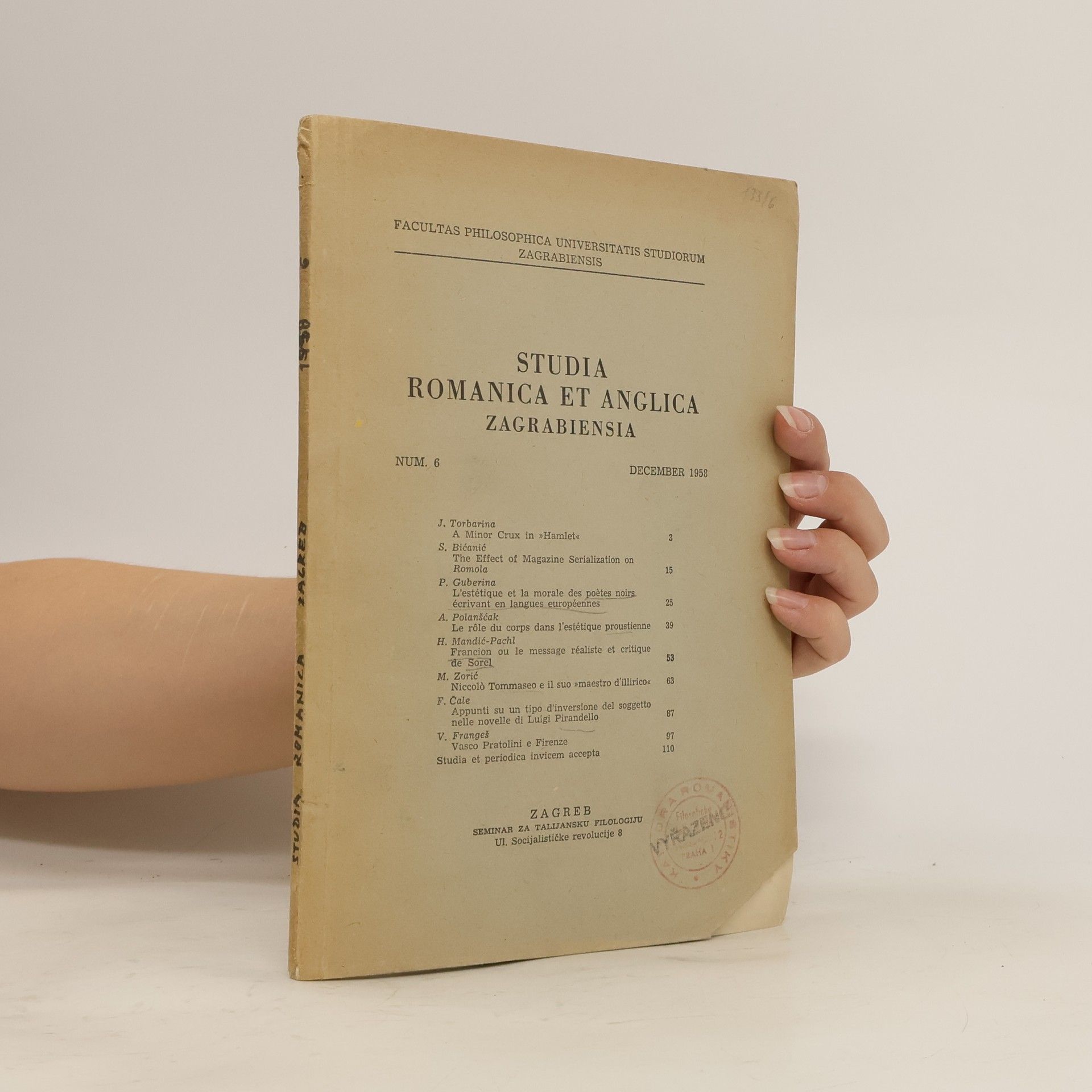 Collectif d'auteurs Studia Romanica et Anglica Zagrabiensia