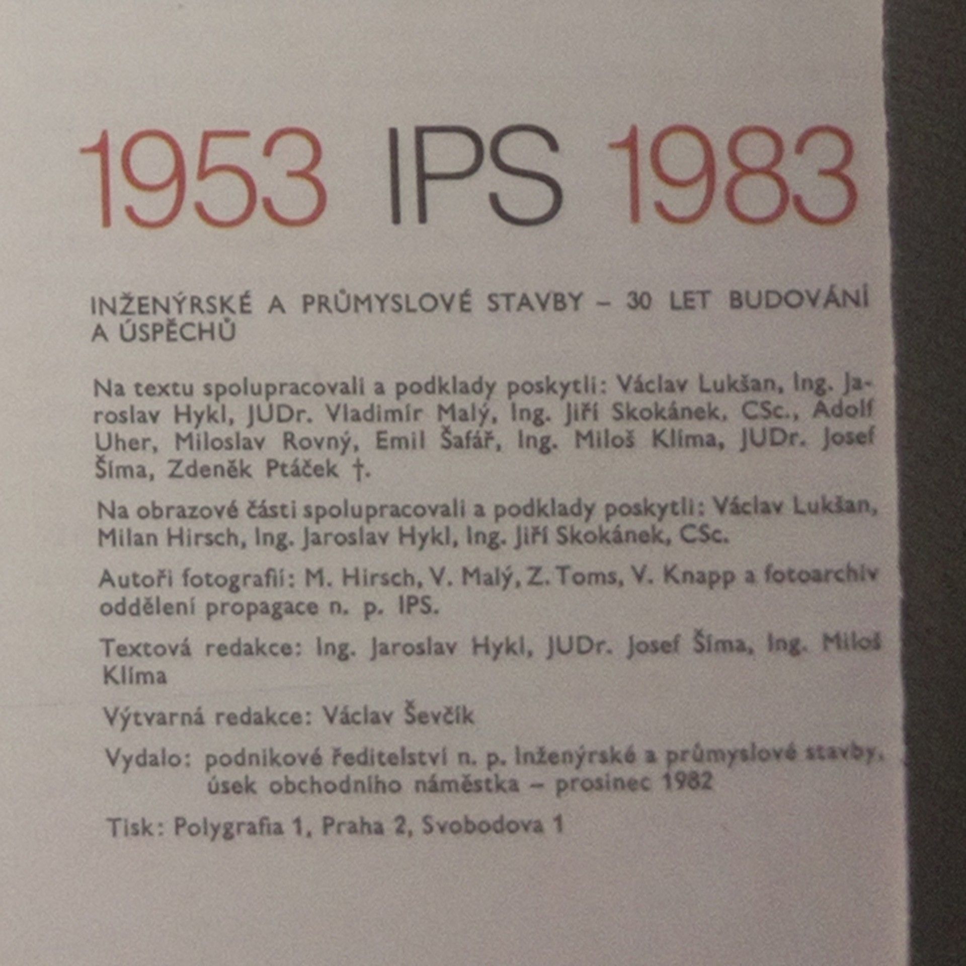 Autorenkollektiv 1953 IPS 1983. Inženýrské a průmyslové stavby - 30 let budování a úspěchů