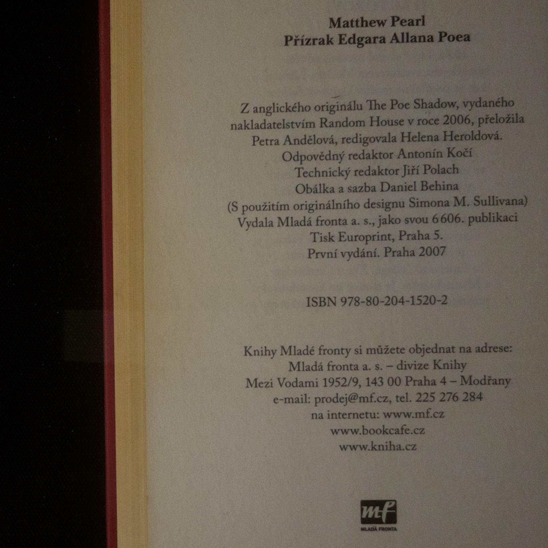 Matthew Pearl Přízrak Edgara Allana Poea