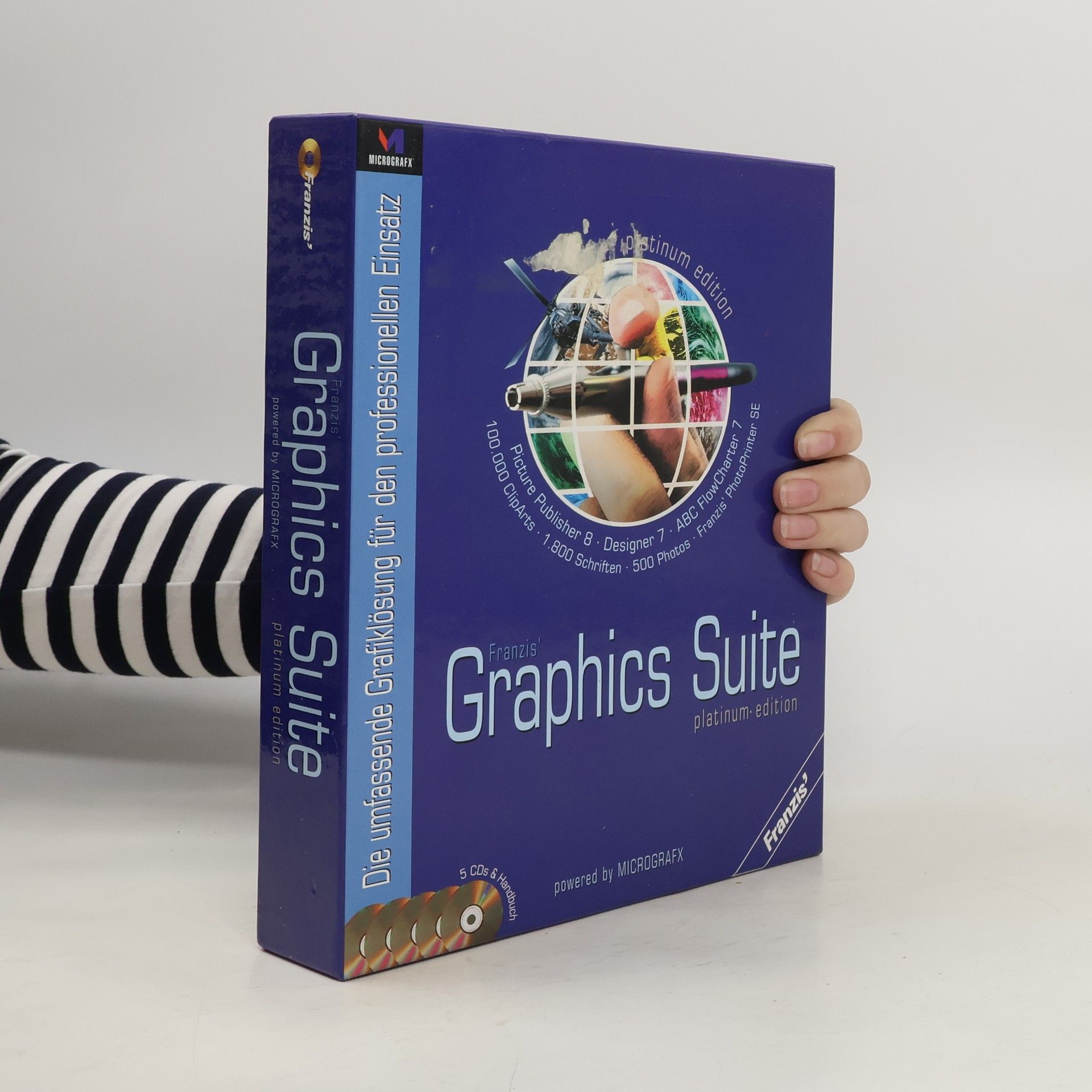 kolektiv Franzis' Graphics Suite platinum edition : die umfassende Grafiklösung für den professionellen Einsatz ; Picture Publisher 8, Designer 7, ABC FlowCharter 7, 100.000 ClipArts, 1800 Schriften, 500 Photos, Franzis' PhotoPrinter SE. Handbuch & ClipArt-Katalog