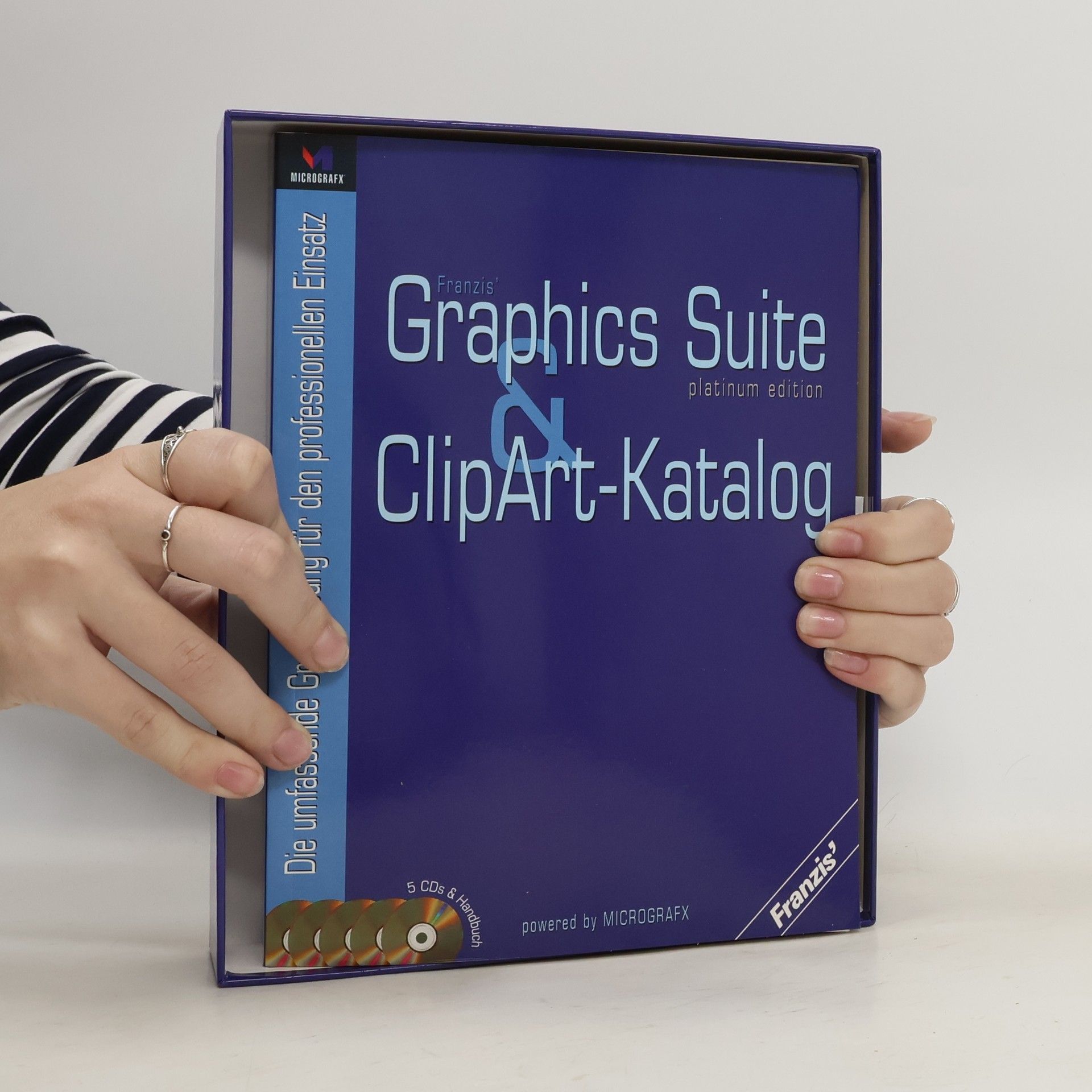 kolektiv Franzis' Graphics Suite platinum edition : die umfassende Grafiklösung für den professionellen Einsatz ; Picture Publisher 8, Designer 7, ABC FlowCharter 7, 100.000 ClipArts, 1800 Schriften, 500 Photos, Franzis' PhotoPrinter SE. Handbuch & ClipArt-Katalog