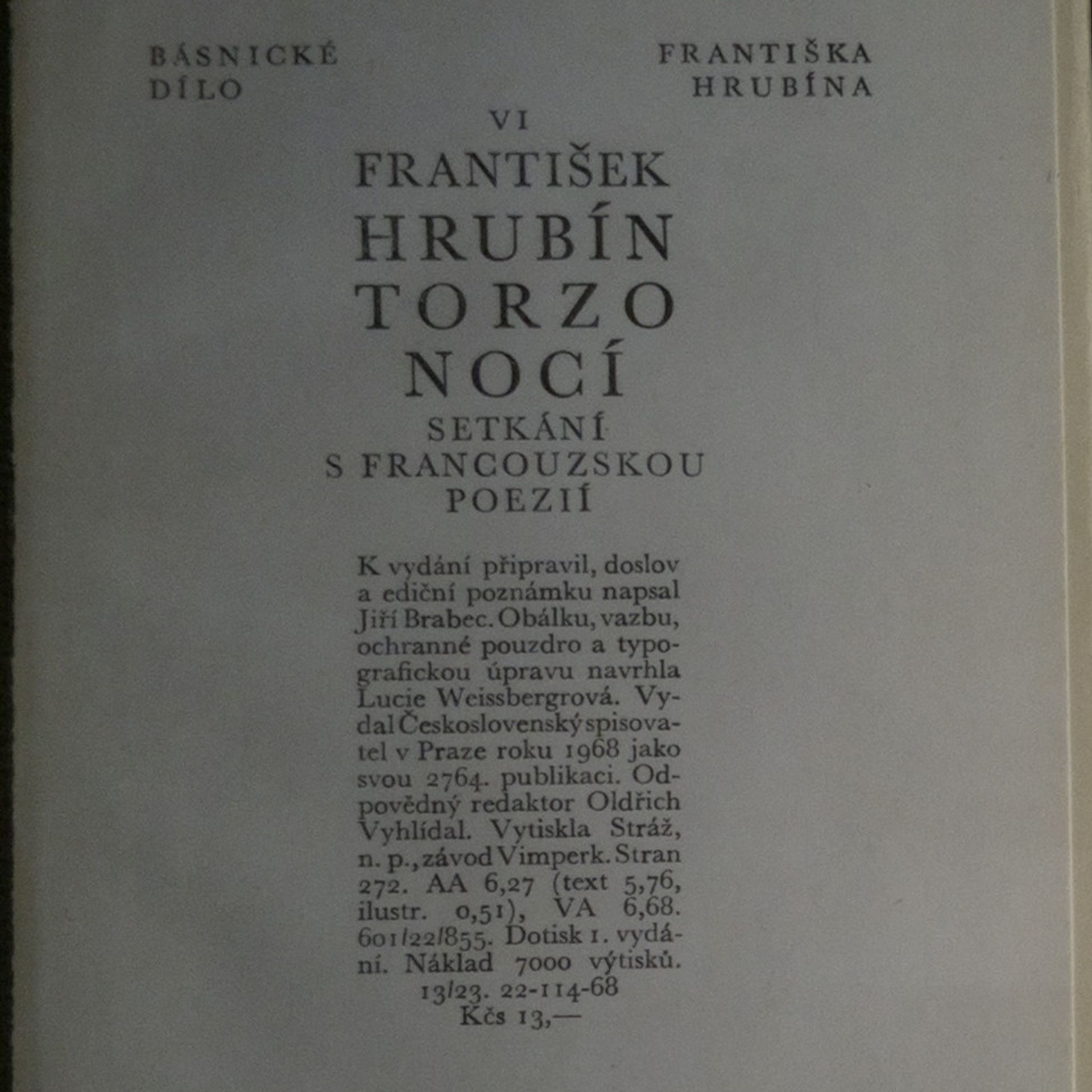 František Hrubín Torzo nocí