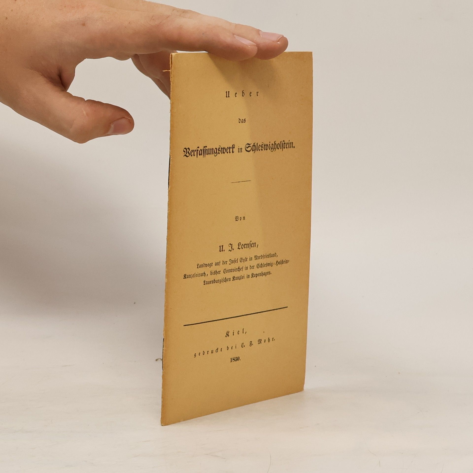 Uwe Jens Lornsen Ueber das verfassungswerk in Schleswig-holstein