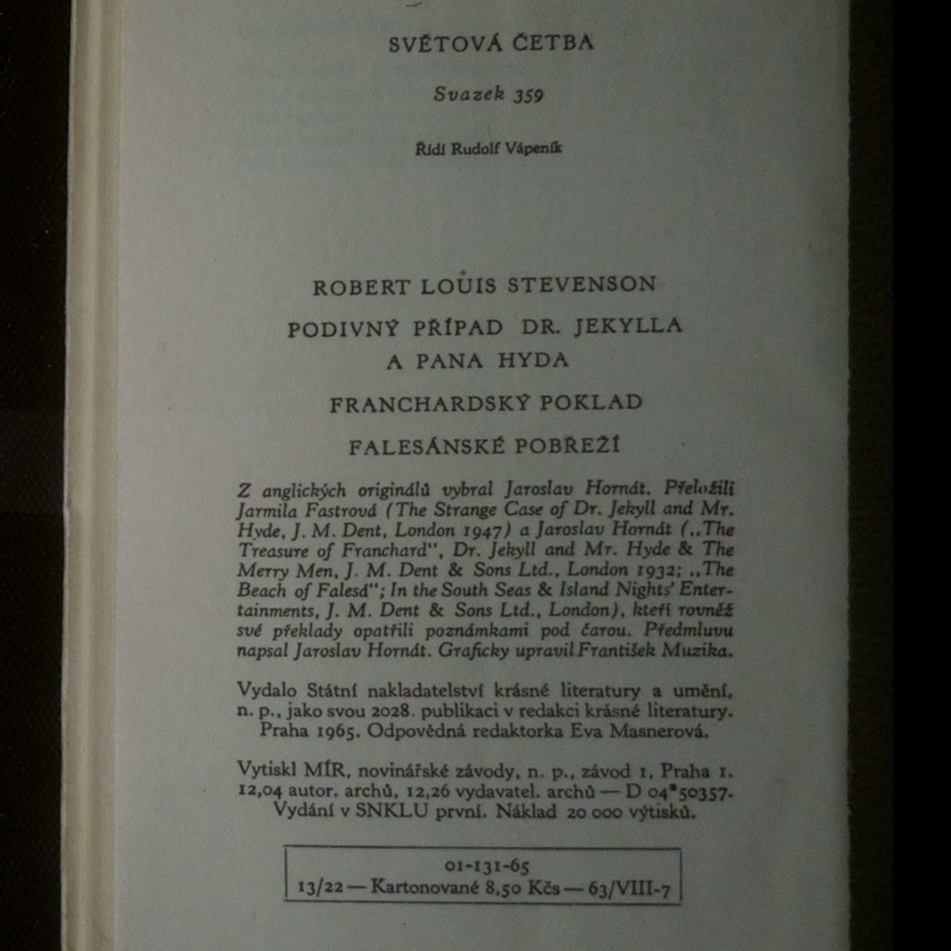 Robert Louis Stevenson Podivný případ dr. Jekylla a pana Hyda. Franchardský poklad. Falesánské pobřeží