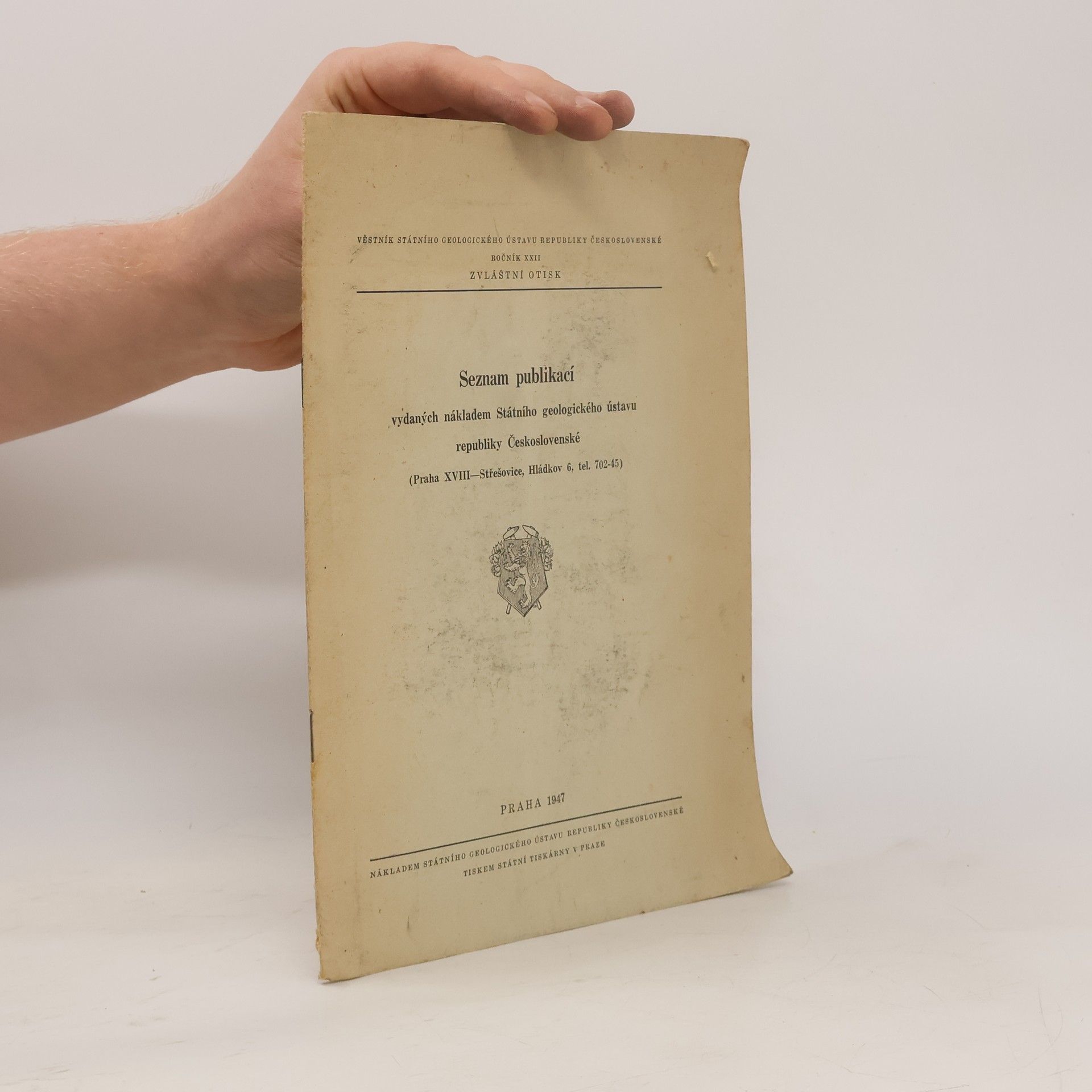 Collectif d'auteurs Seznam publikací vydaných nákladem Státního geologického ústavu Republiky československé