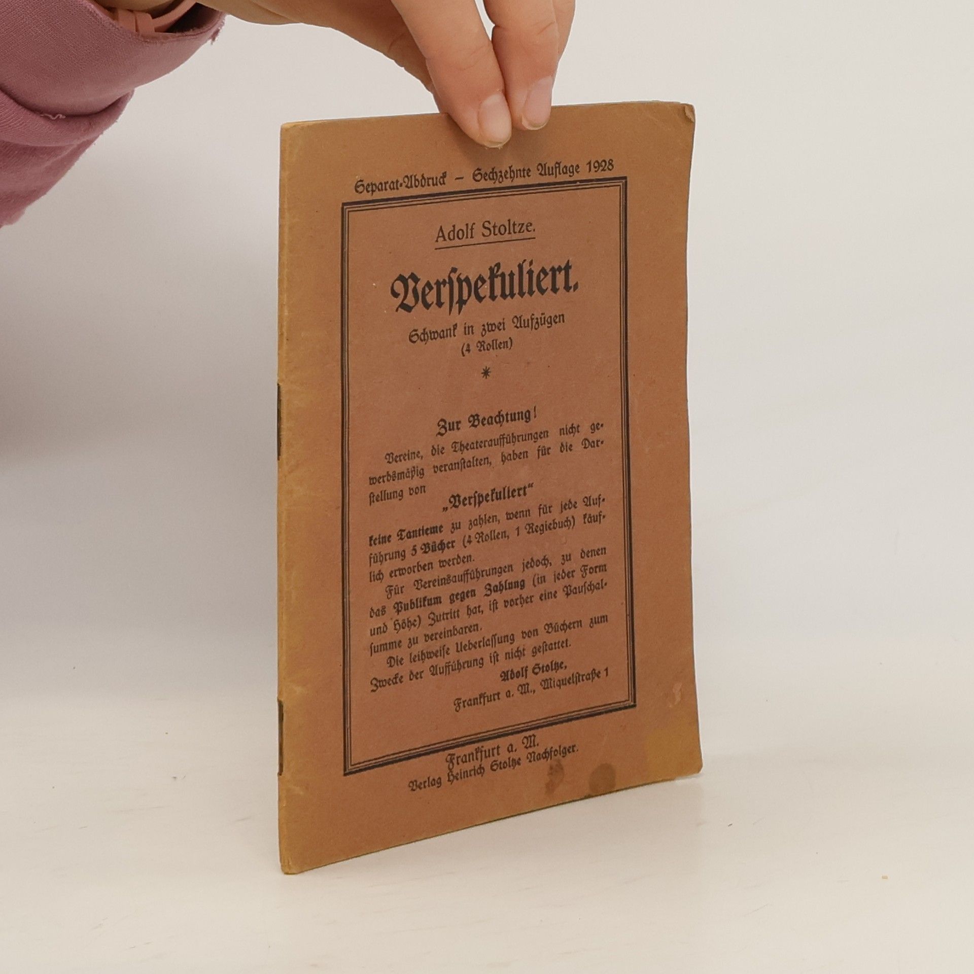 Adolf Stolze Verspekuliert