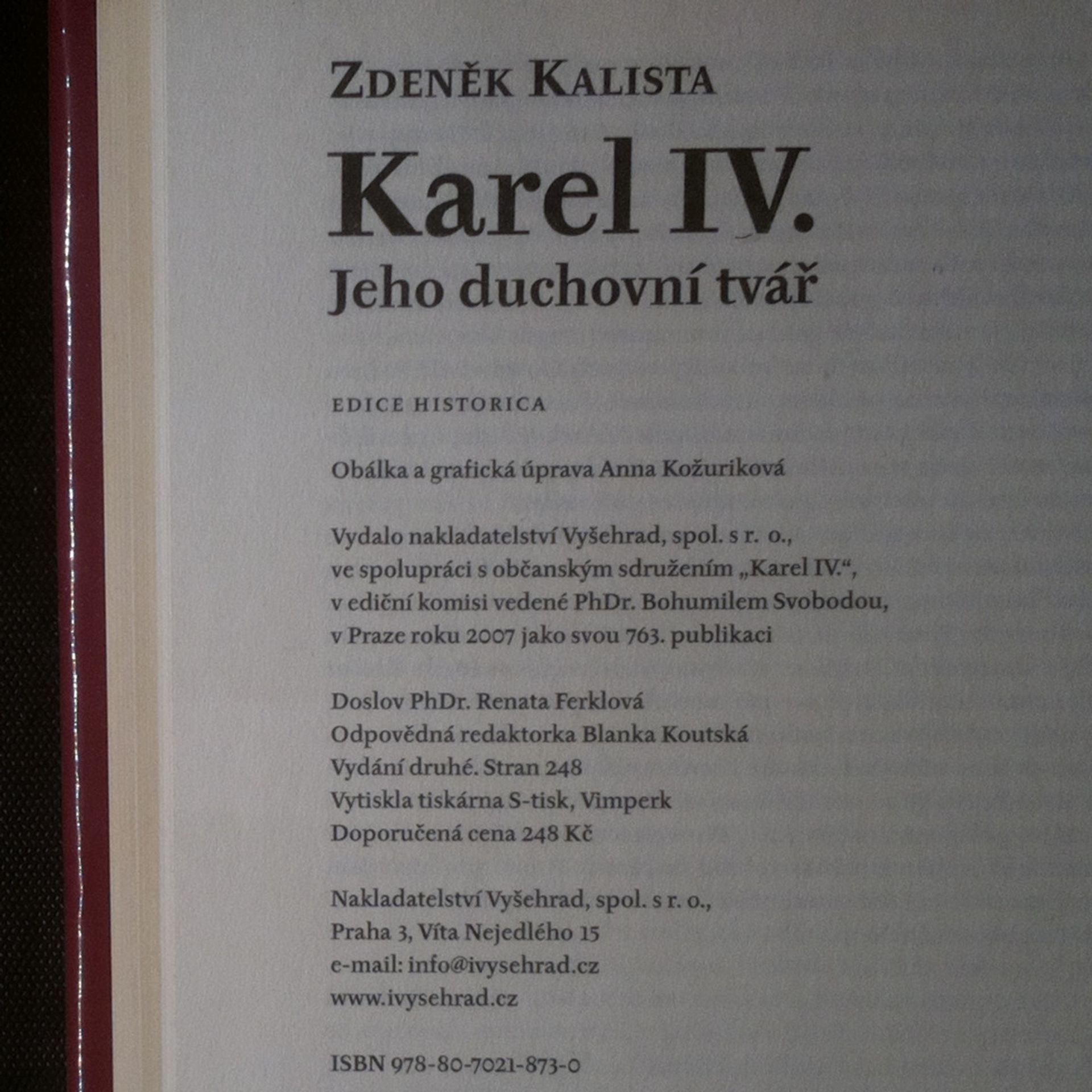 Zdeněk Kalista Karel IV. : jeho duchovní tvář