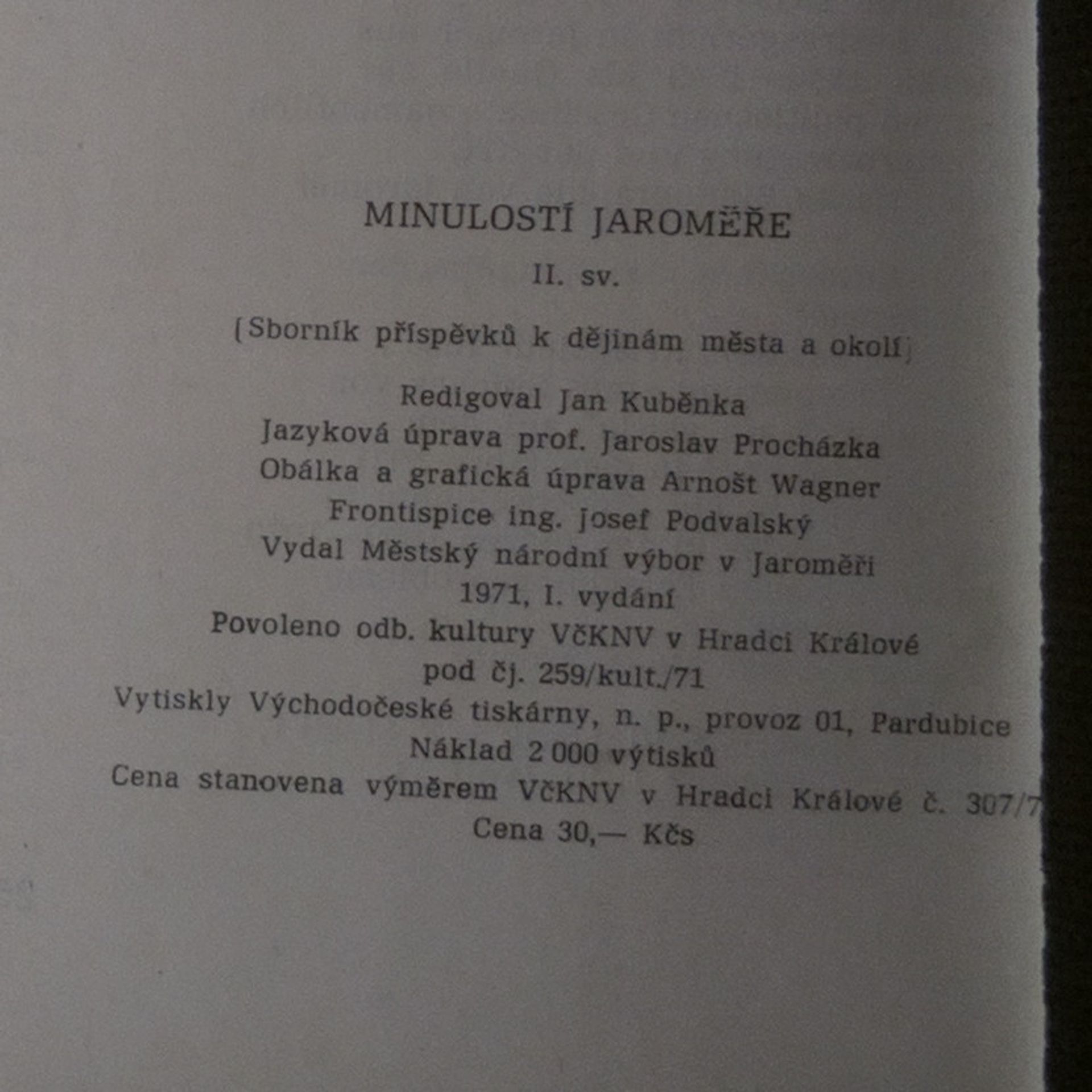 Autorenkollektiv Minulostí Jaroměře. 2. svazek.