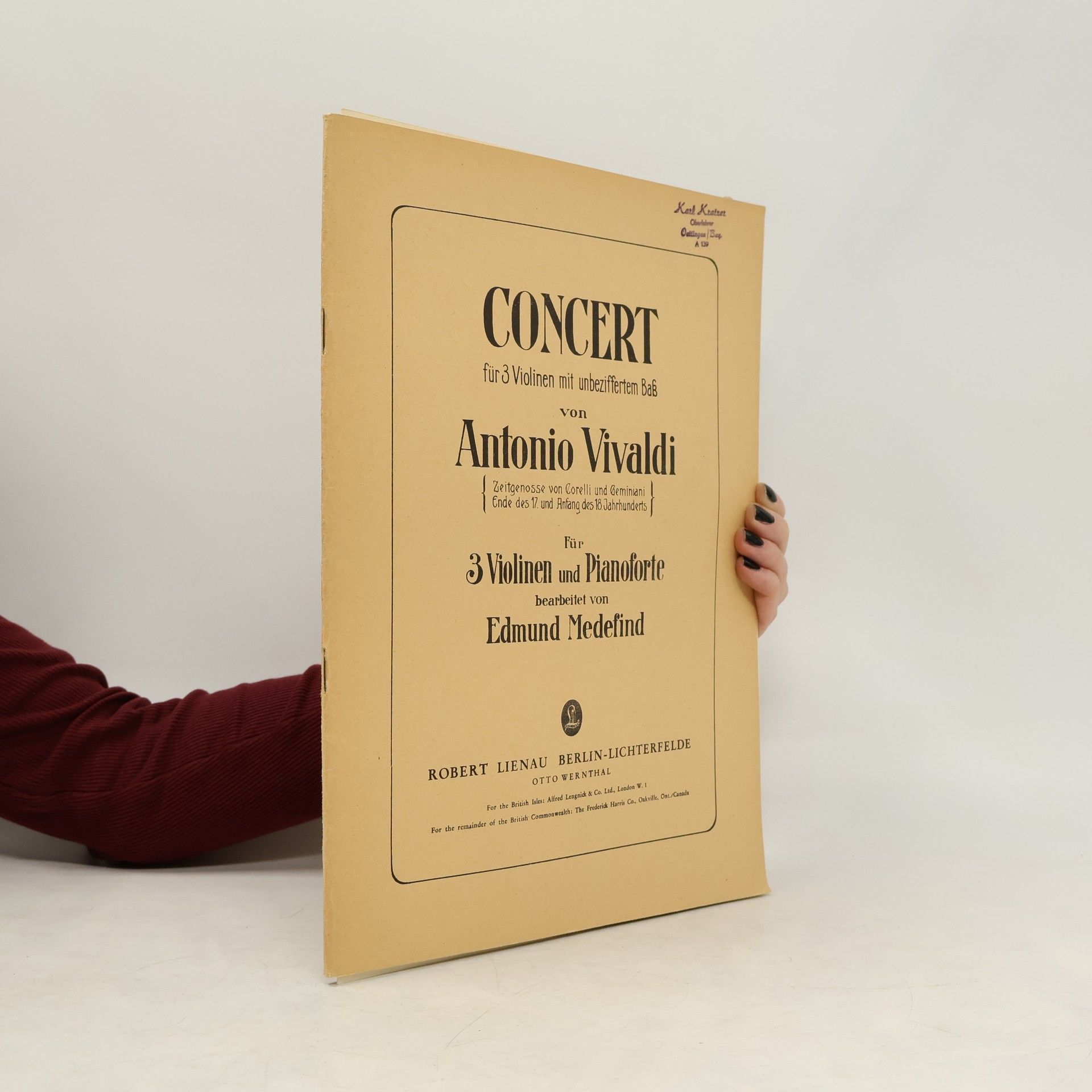 Antonio Vivaldi Concert für 3 Violinen mit unbeziffertem Baß