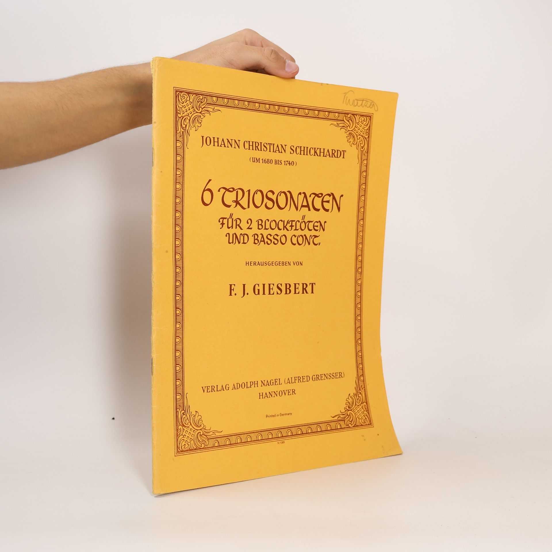 Johann Christian Schickhardt 6 Triosonaten für 2 Blockflöten und Basso cont