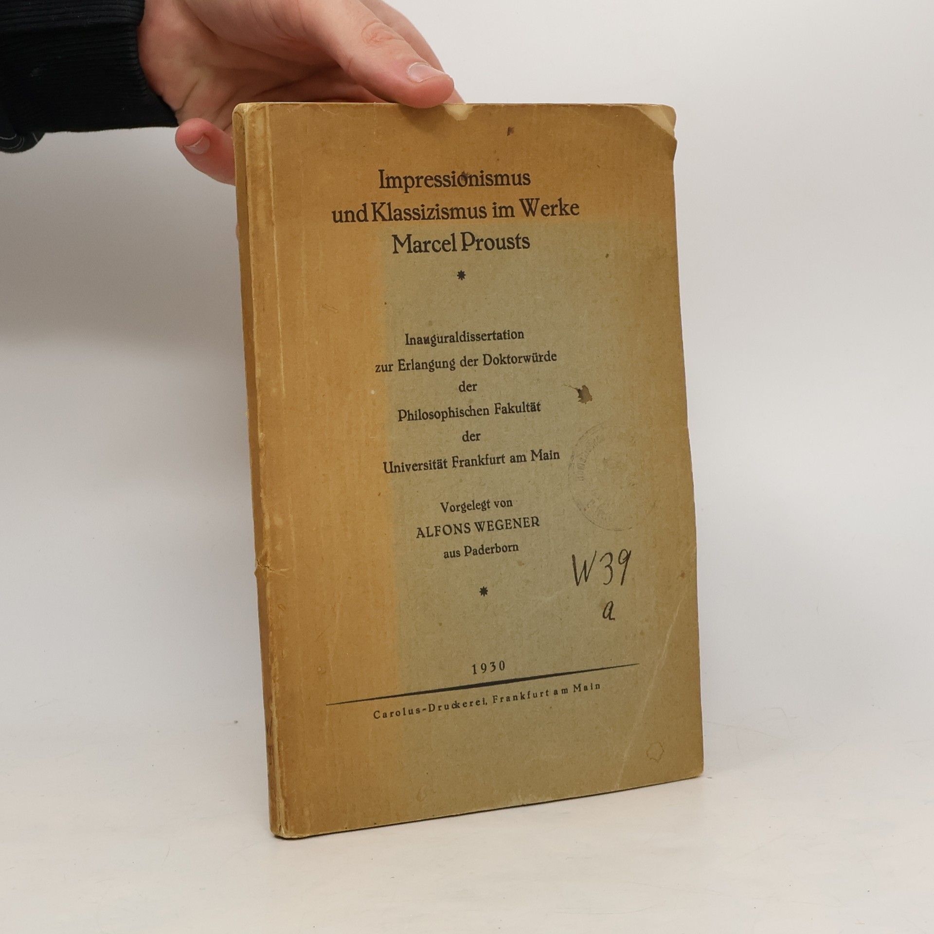 Marcel Proust Impressionismus und Klassizismus im Werke Marcel Prousts