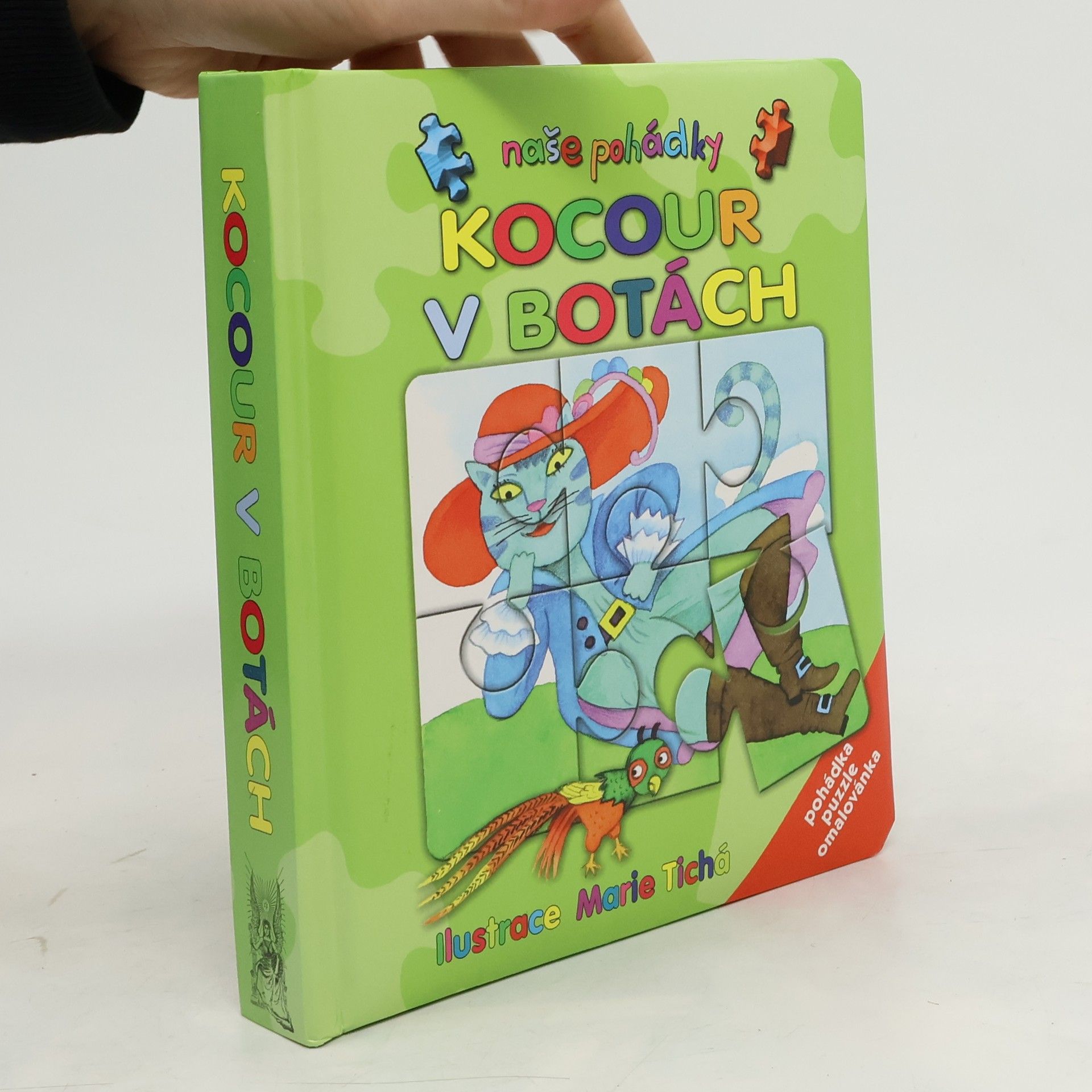 Marie Tichá Kocour v botách: Pohádka, puzzle, omalovánka