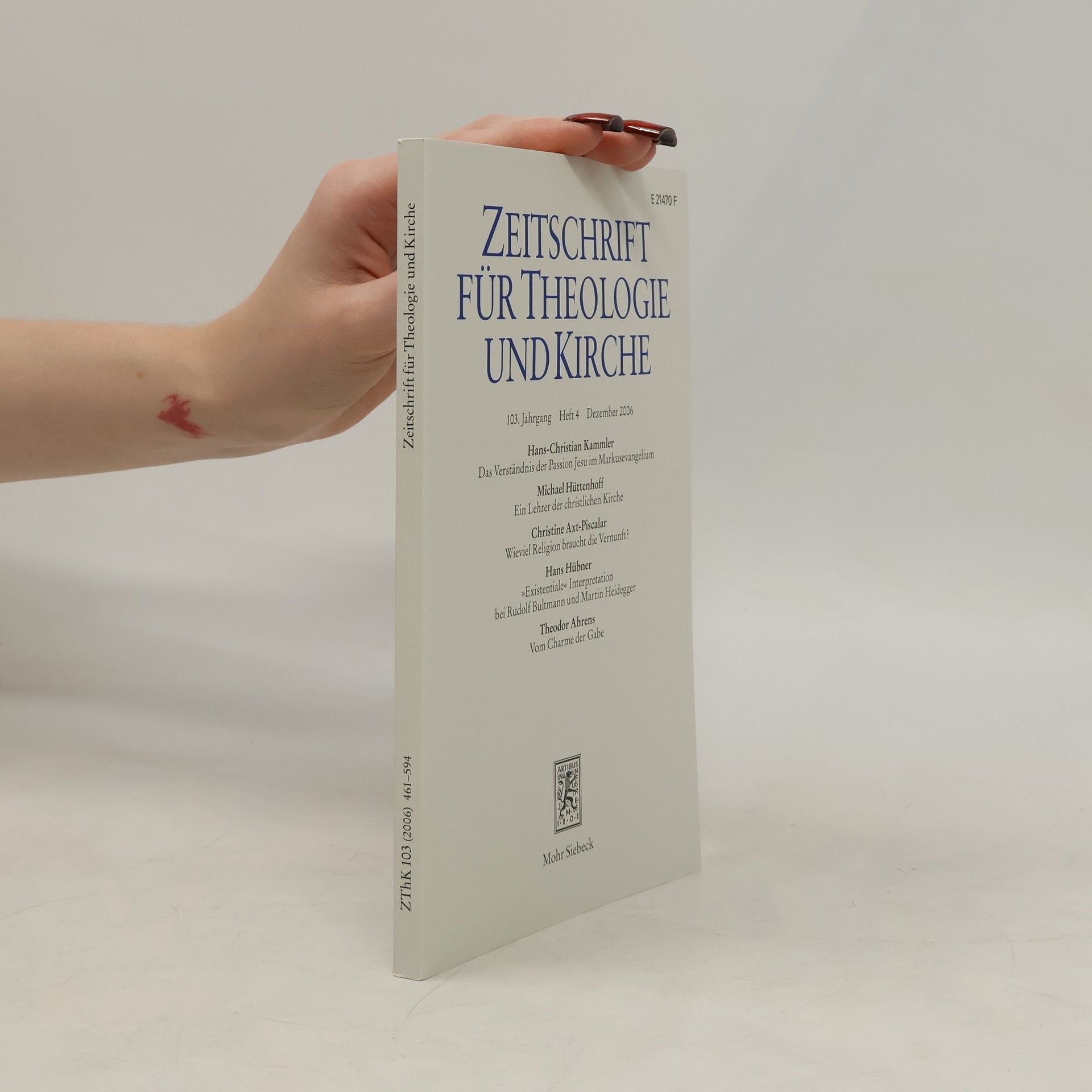 Autorenkollektiv Zeitschrift für Theologie und Kirche 103, Heft 4
