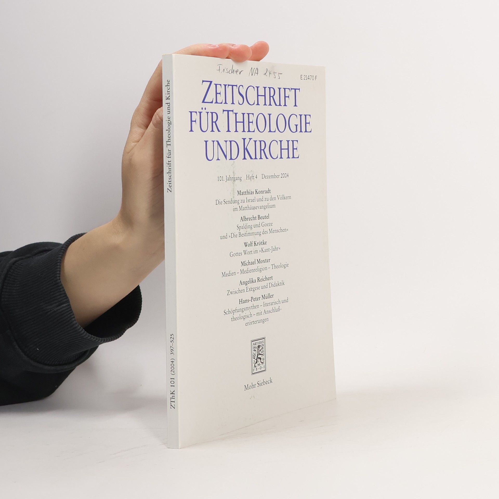 Autorenkollektiv Zeitschrift für Theologie und Kirche 101, Heft 4