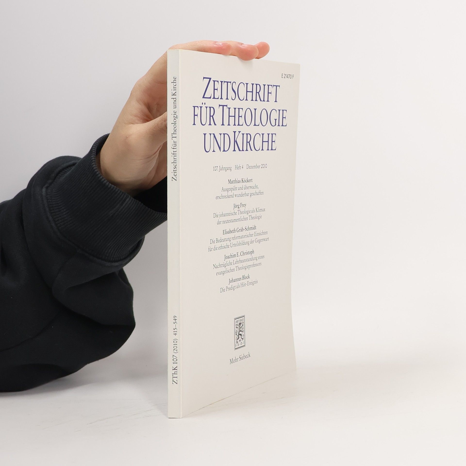 Autorenkollektiv Zeitschrift für Theologie und Kirche 4/2010