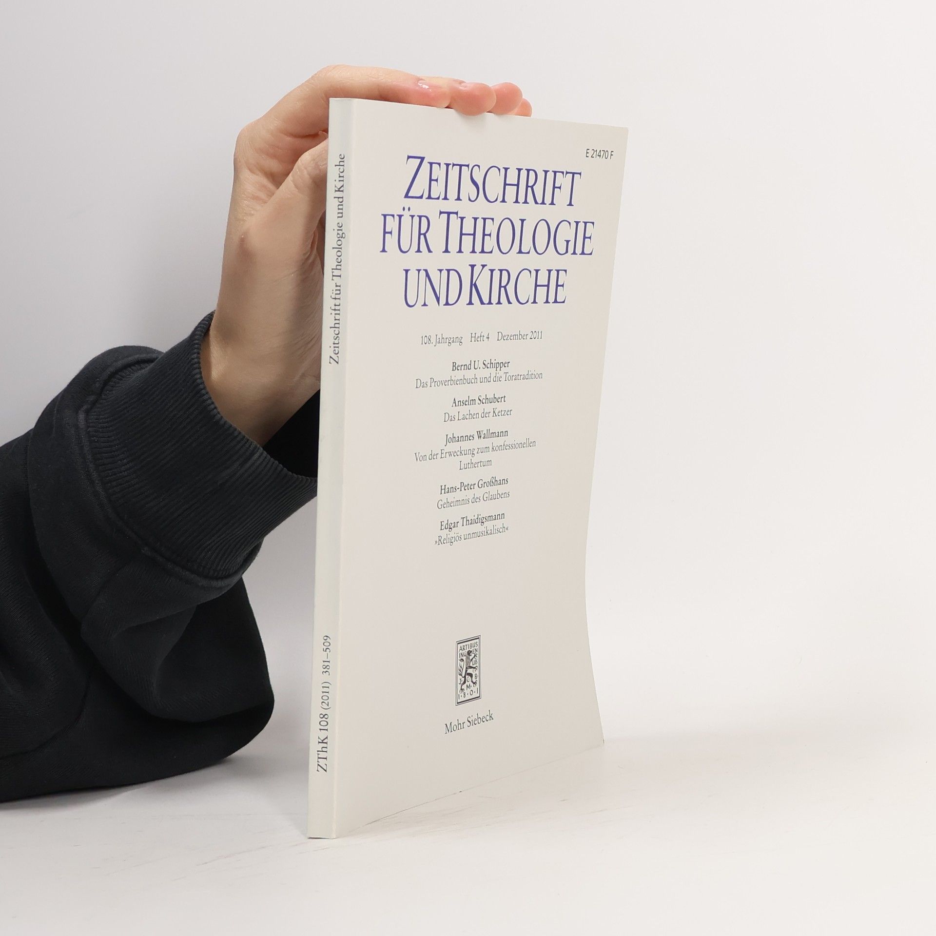 Autorenkollektiv Zeitschrift für Theologie und Kirche 108, Heft 4