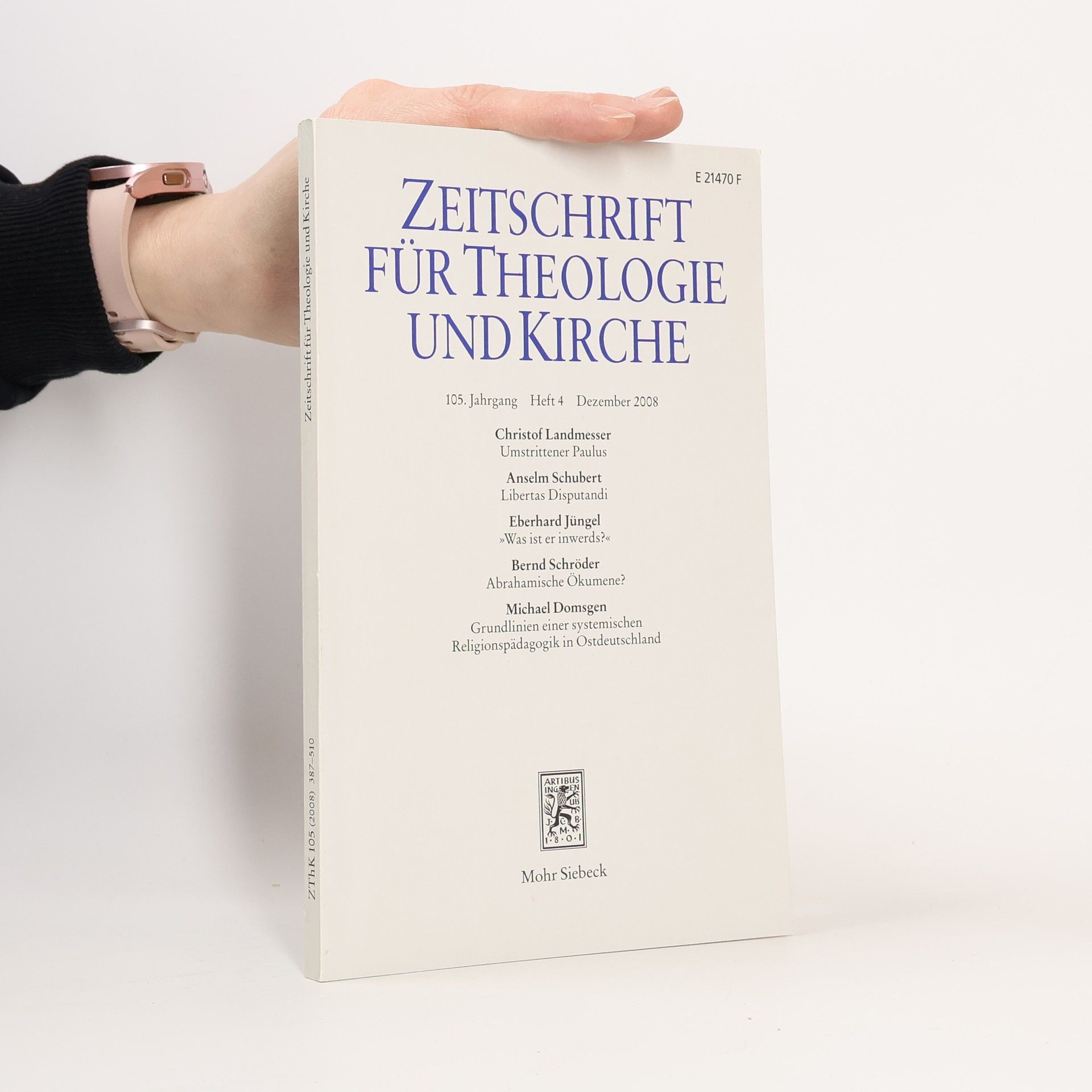 Autorenkollektiv Zeitschrift für Theologie und Kirche 105, Heft 4