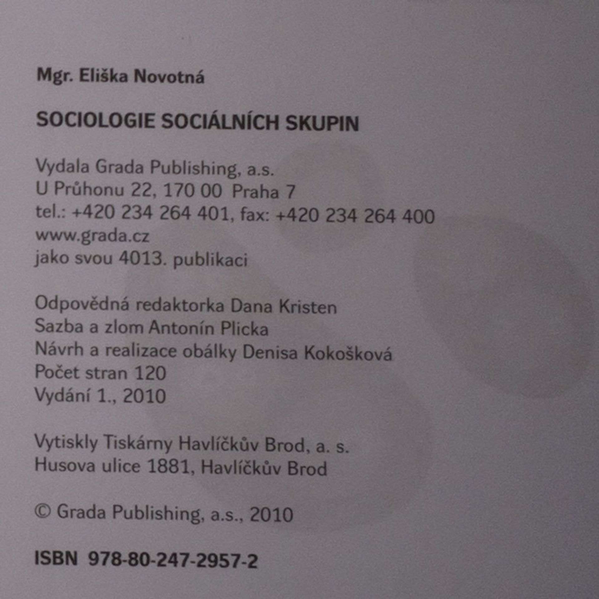 Eliška Novotná Sociologie sociálních skupin