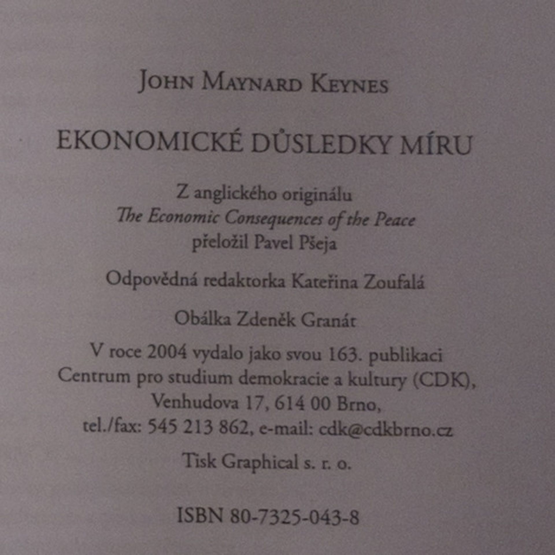 John Maynard Keynes Ekonomické důsledky míru