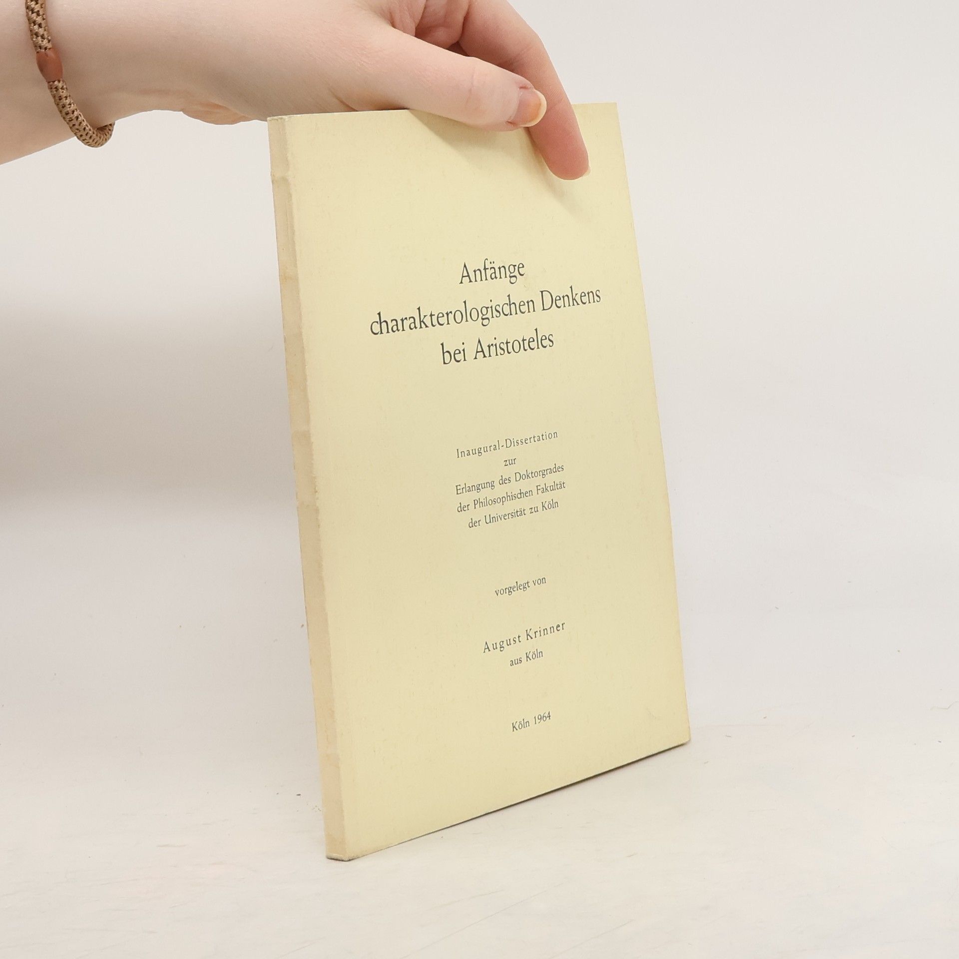 August Krinner Anfänge charakterologischen Denkens bei Aristoteles