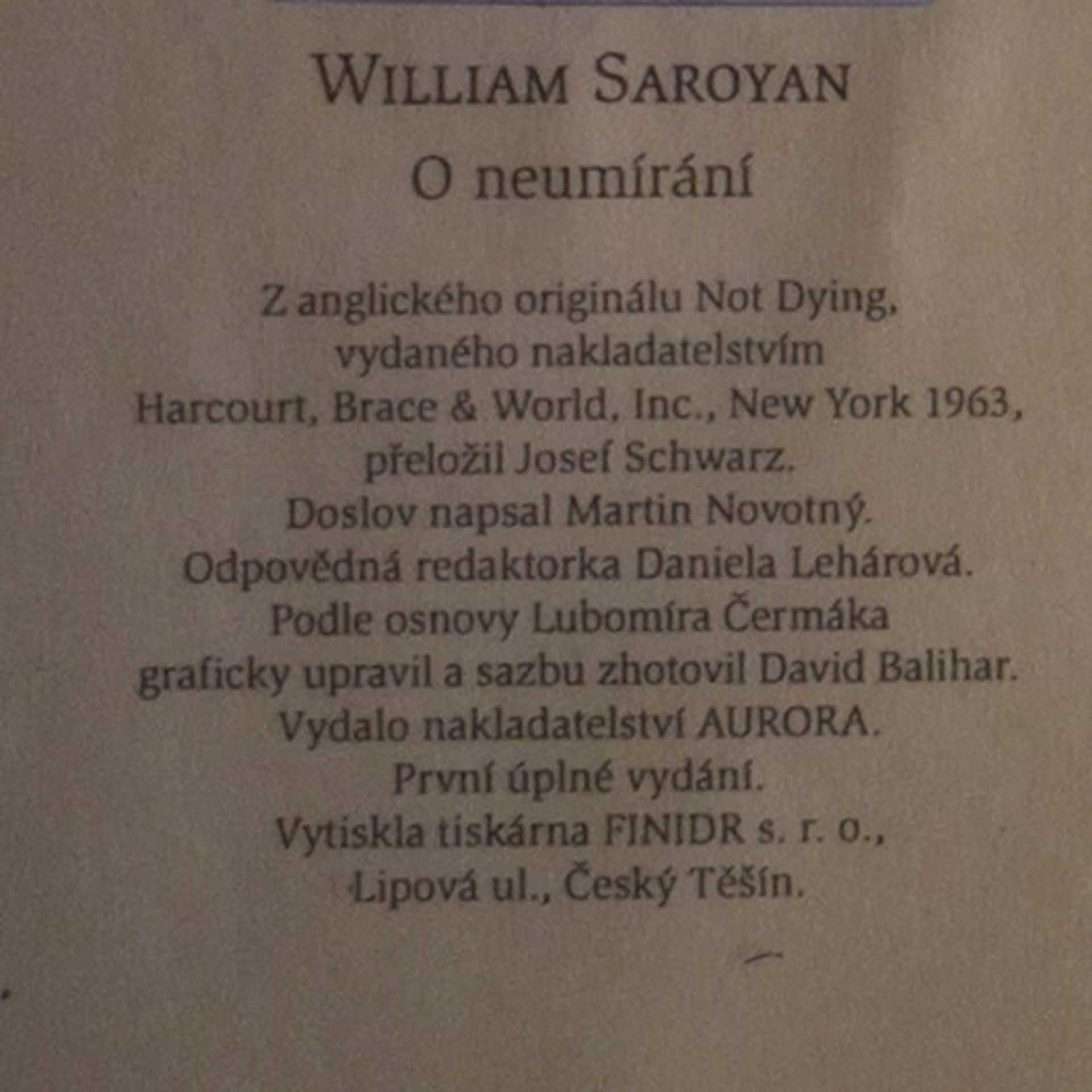 William peneyan O neumírání