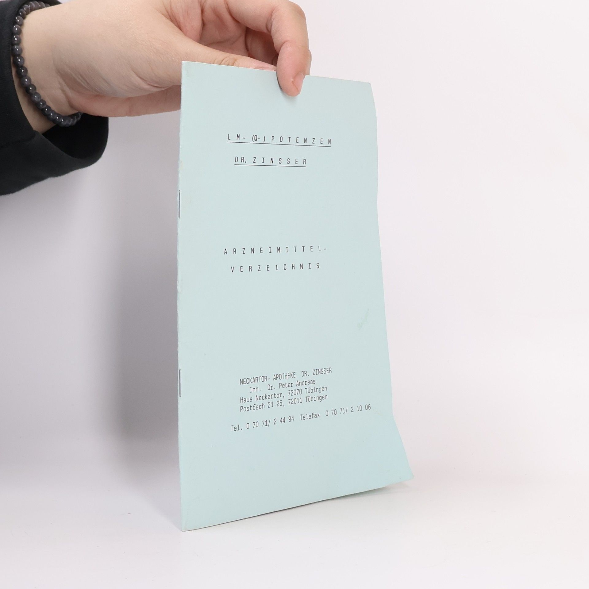 Peter Andreas LM- (Q-) Protenzen Dr. Zinsser. Arzneimittelverzeichnis