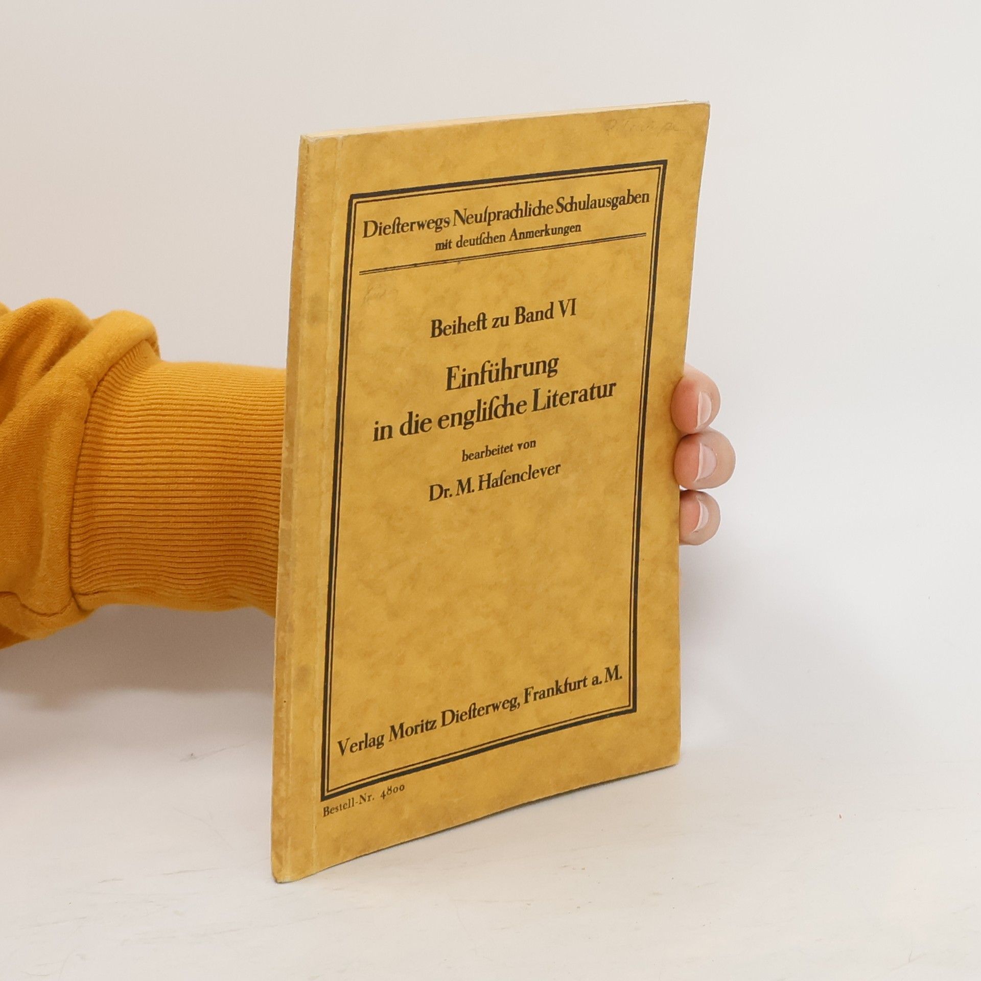 M. Hafenclever Einführung in die engliſche Literatur