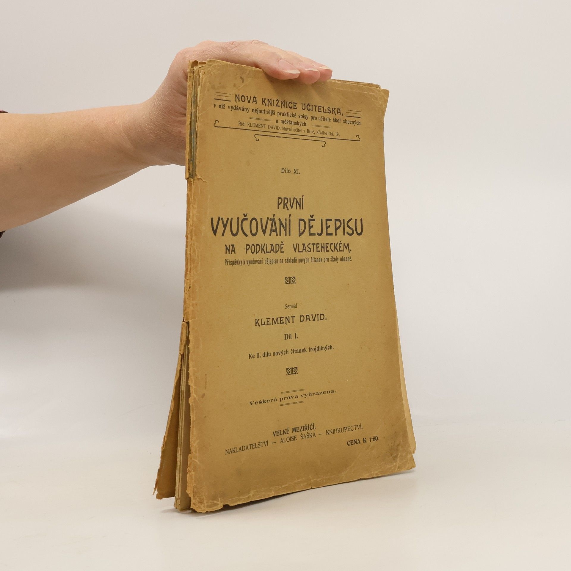 Klement David První vyučování dějepisu na podkladě vlasteneckém I