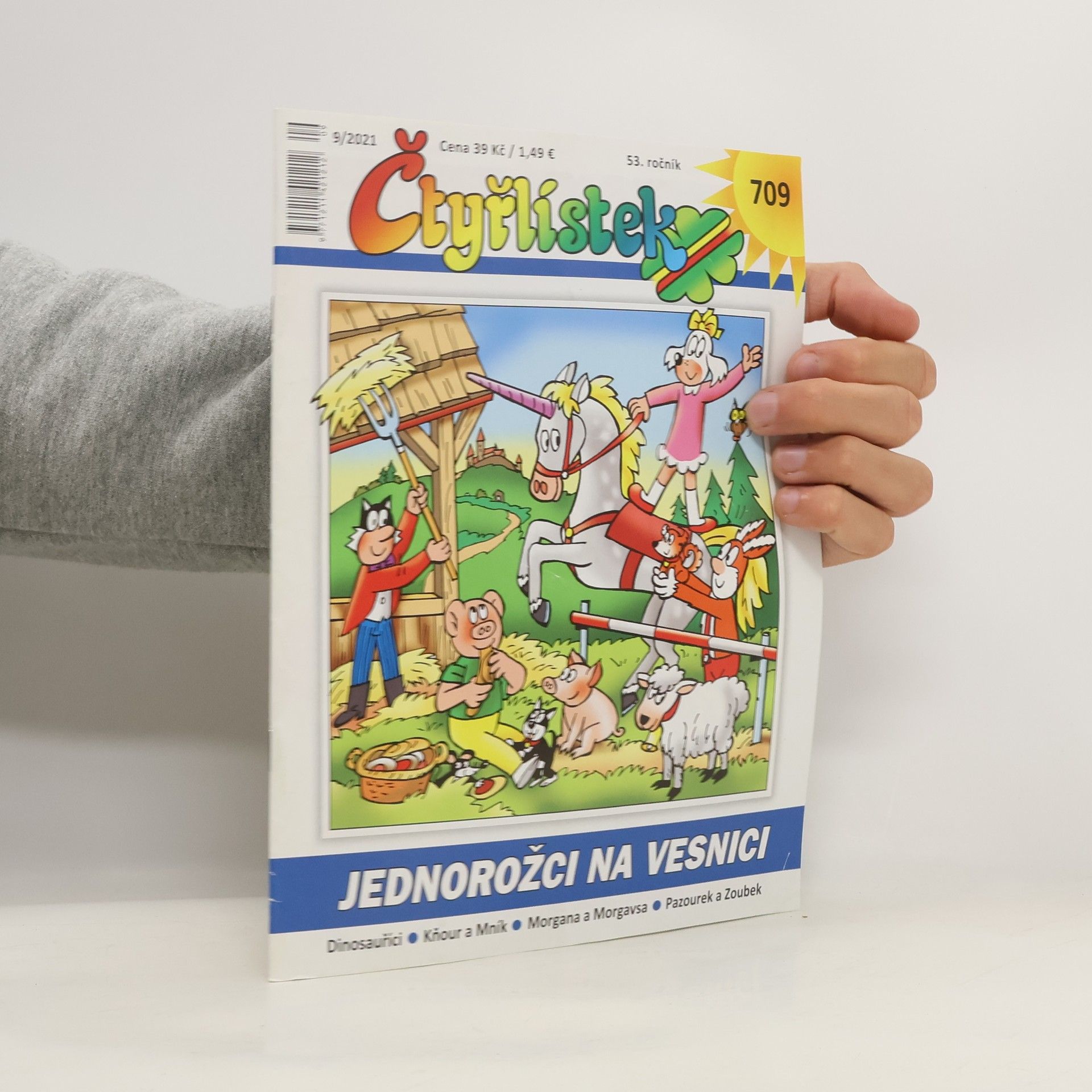 Jaroslav Němeček Čtyřlístek 709. 9/2021. Jednorožci na vesnici