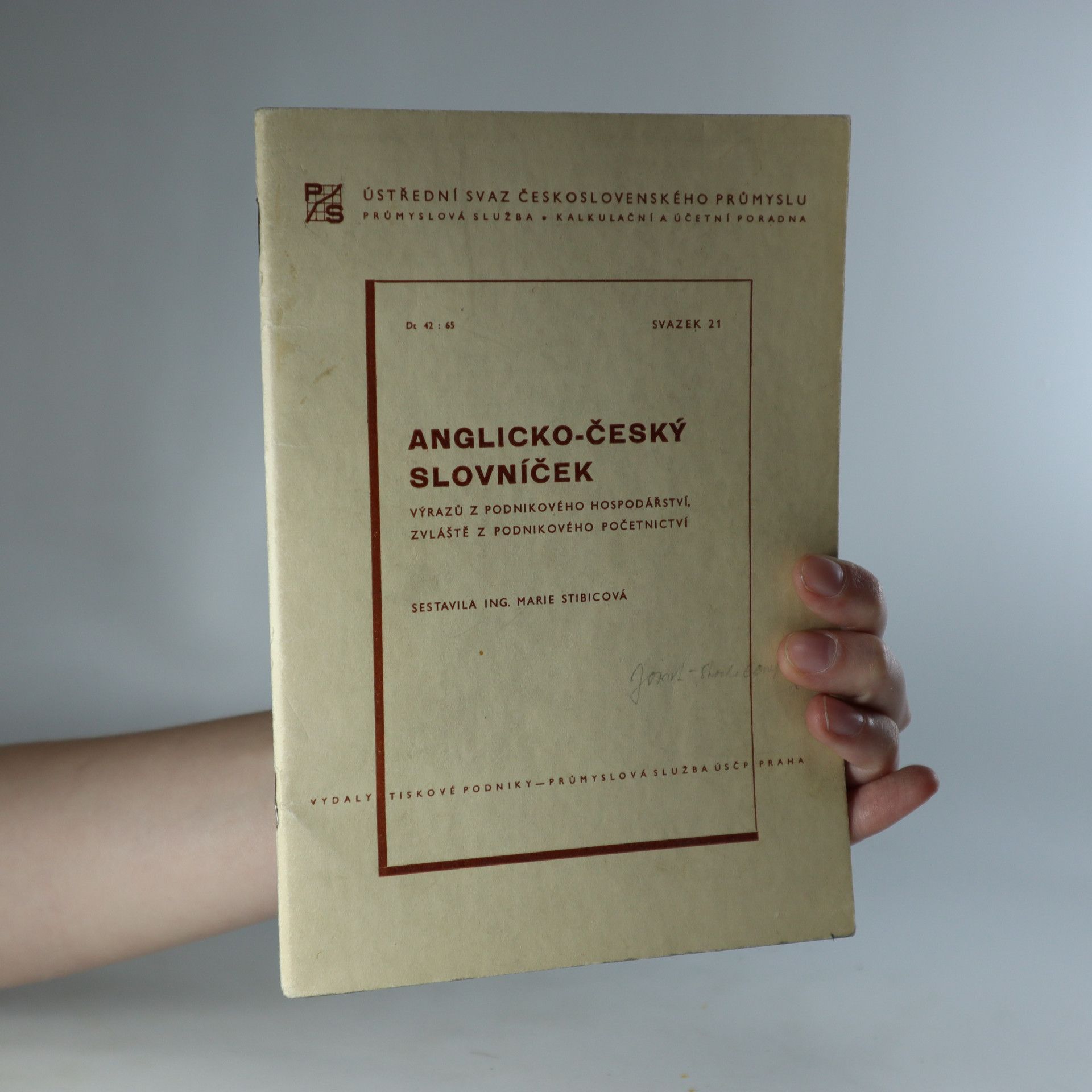Marie Stibicová Anglicko-český slovníček výrazů z podnikového hospodářství, zvláště z podnikového početnictví
