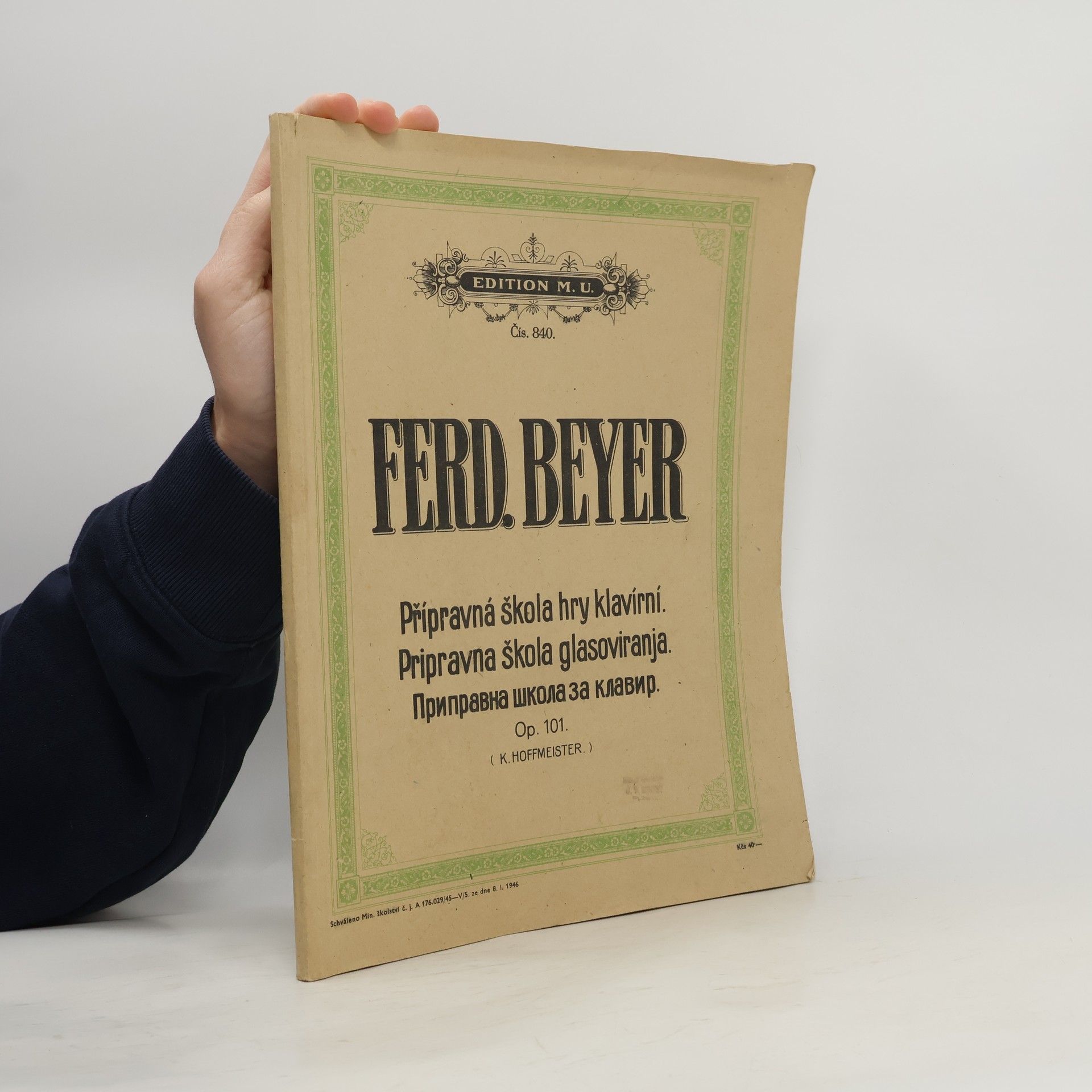 Přípravná škola klavírní hry. Pripravna škola glasoviranja. Приправна школа за клавир. Op. 101 K. Hoffmeister