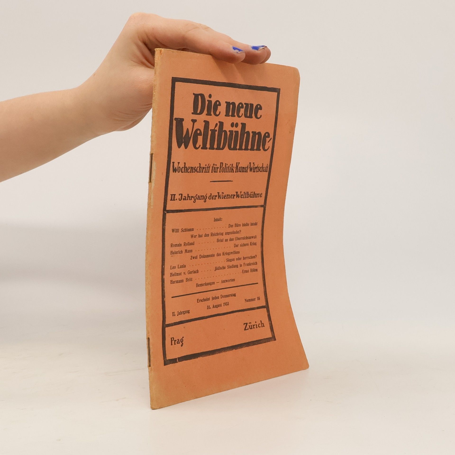 Autorenkollektiv Die neue Weltbühne. Nummer 35