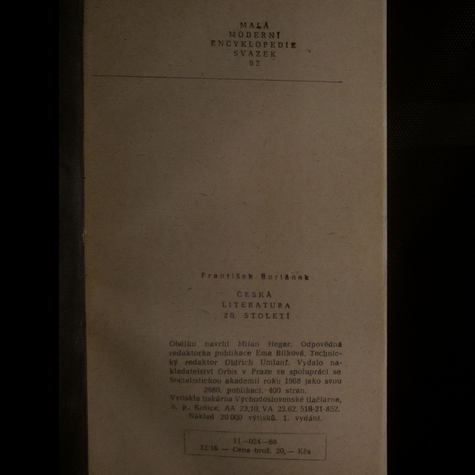 František Buriánek Česká literatura 20. století. Malá moderní encyklopedie
