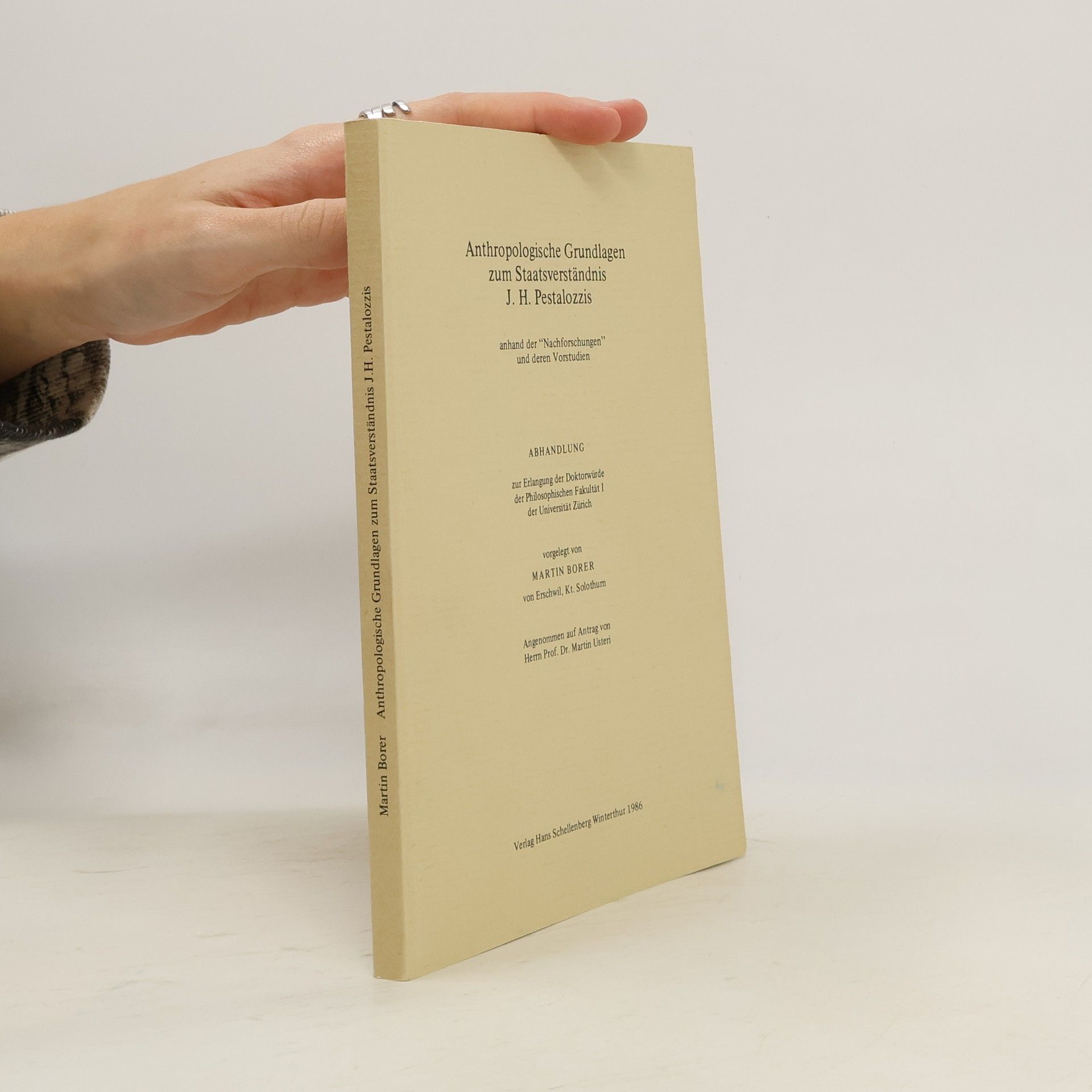 Martin Borer Anthropologische Grundlagen zum Staatsverständnis J.H. Pestalozzis