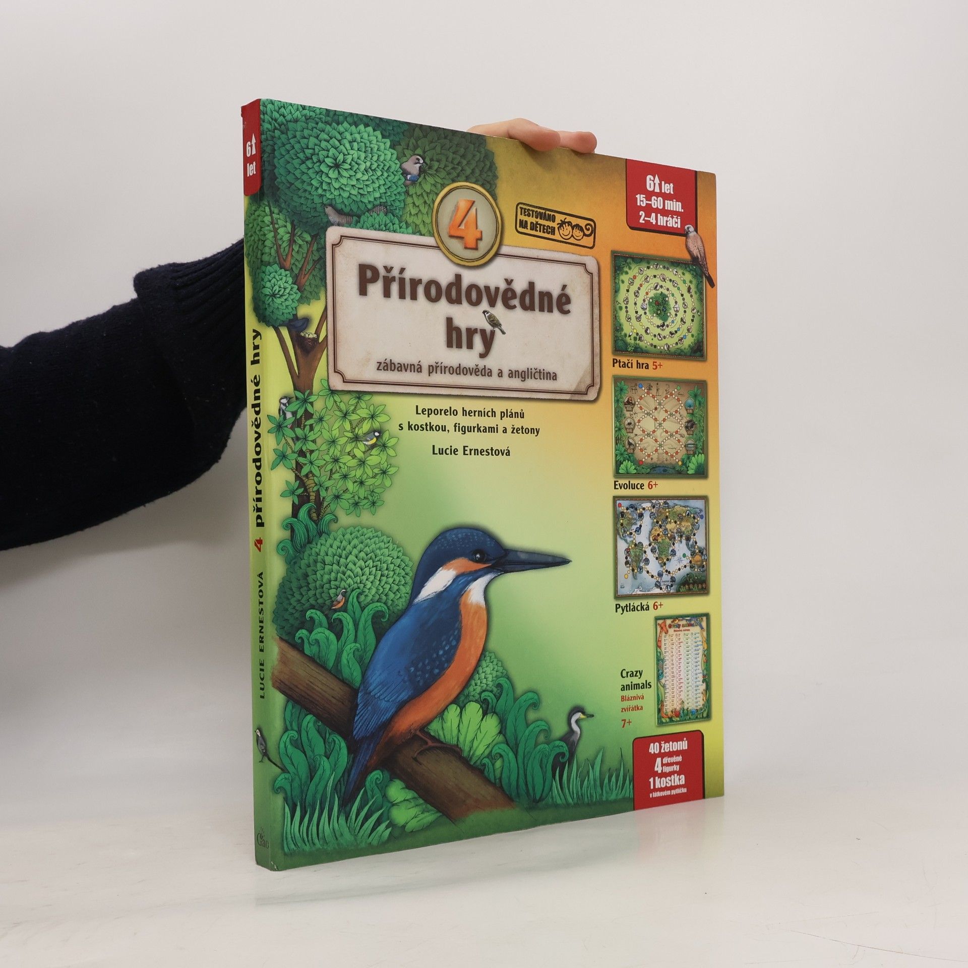 4 Přírodovědné hry. Zábavná přírodověda a angličtina. Leporelo herních plánů s kostkou, figurkami a žetony
