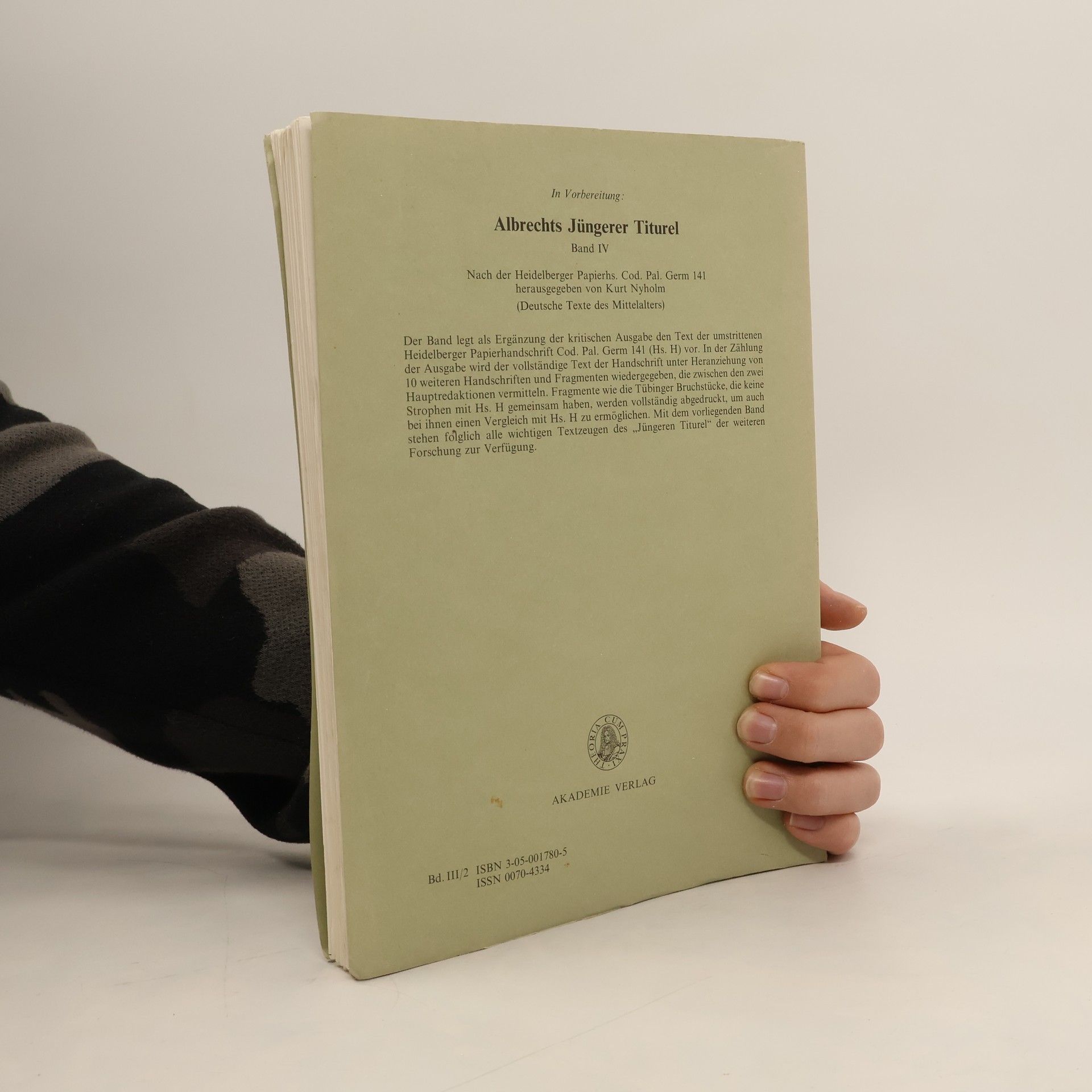 Kurt Nyholm deutsche Texte des Mittelalters - 4: Albrechts jüngerer Titurel