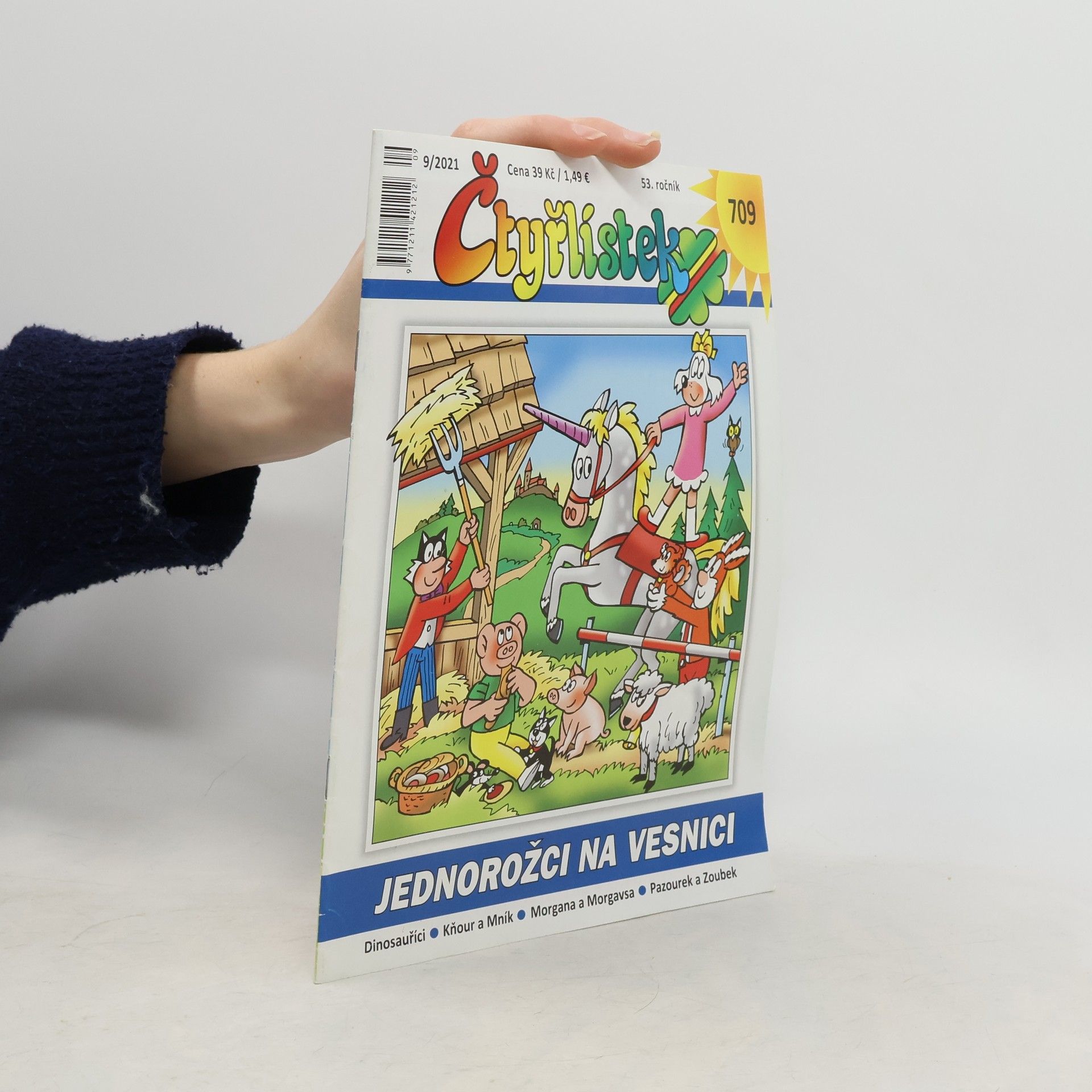 Jaroslav Němeček Čtyřlístek 709. 9/2021. Jednorožci na vesnici