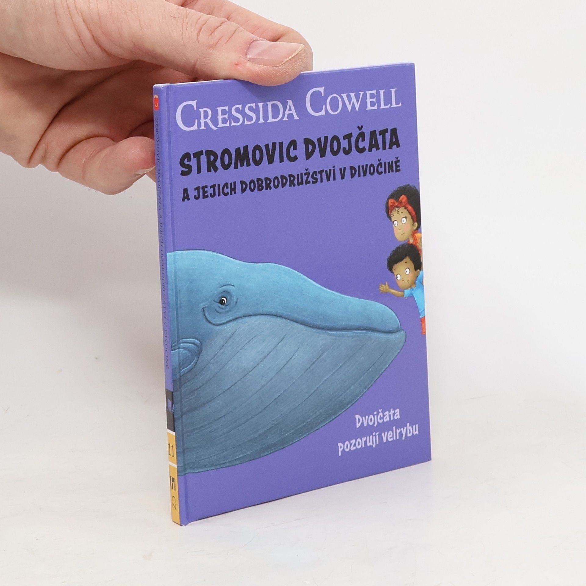 Cressida Cowell Stromovic dvojčata a jejich dobrodružství v divočině. Dvojčata pozorují velrybu