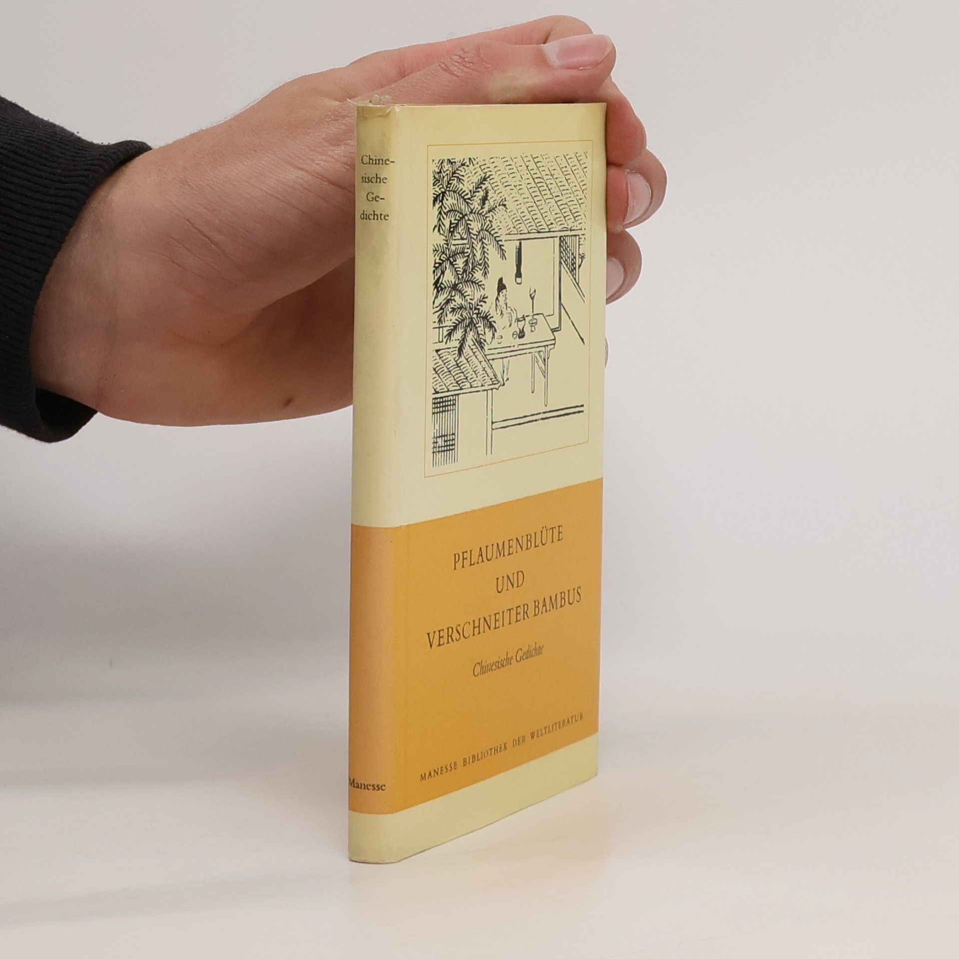 Pflaumenblüte und verschneiter Bambus